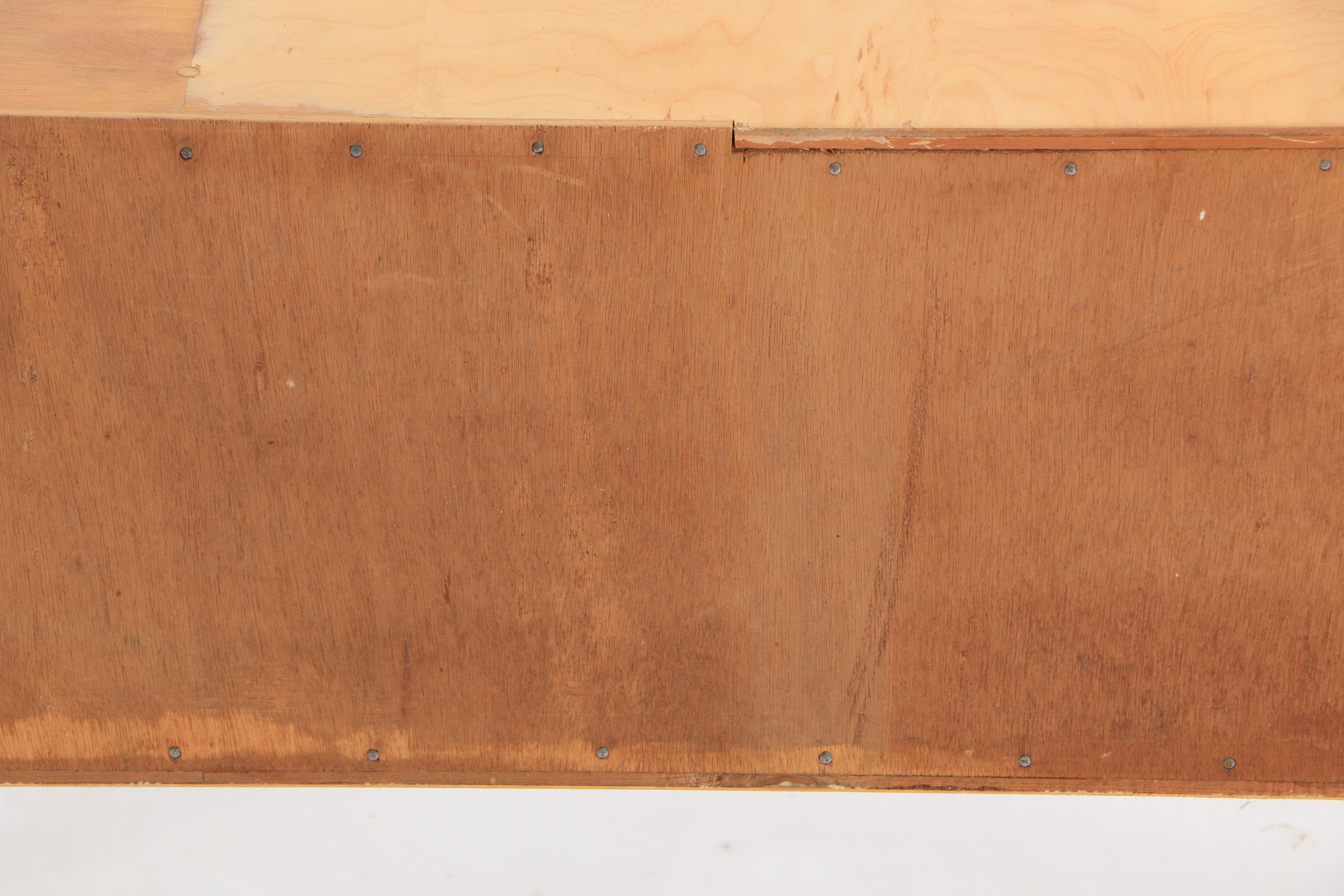 Mid Century Modern Console with Black Glass Top