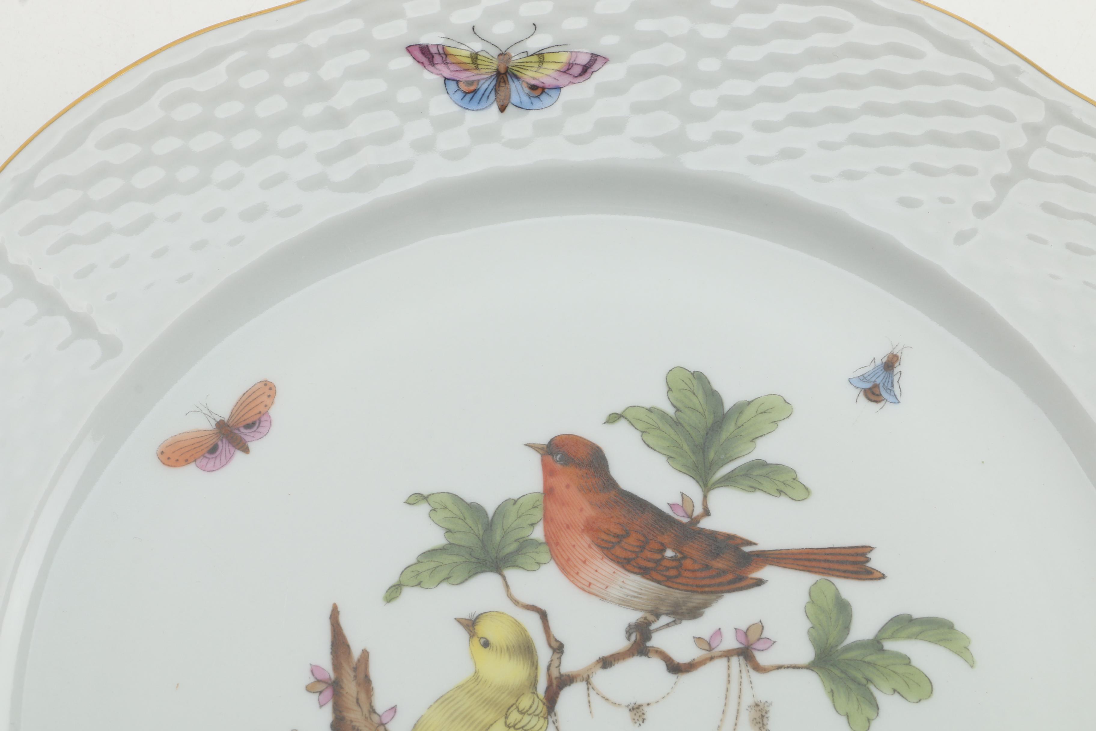 Herend Hungary "Rothschild Bird" Porcelain Dinnerware