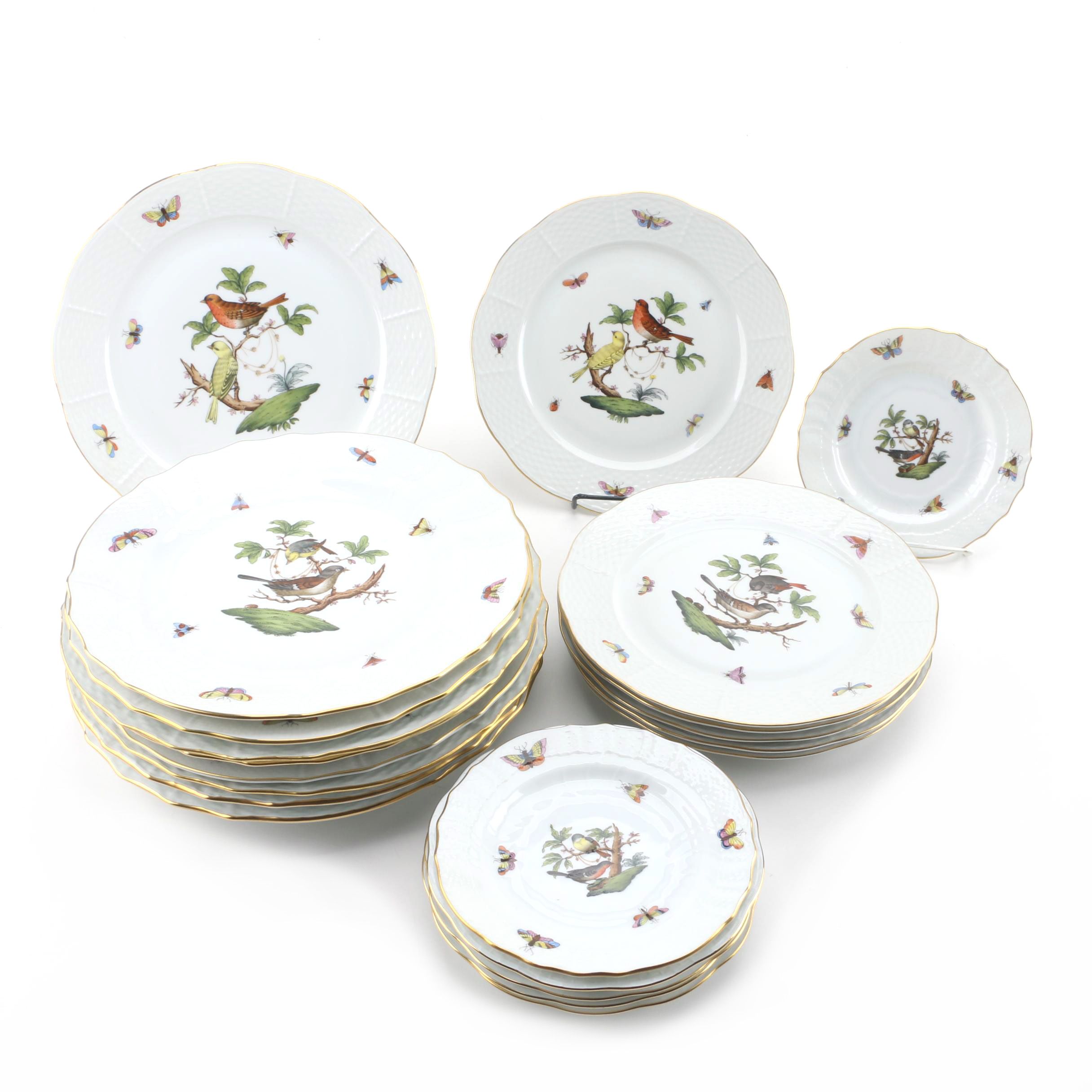 Herend Hungary "Rothschild Bird" Porcelain Dinnerware