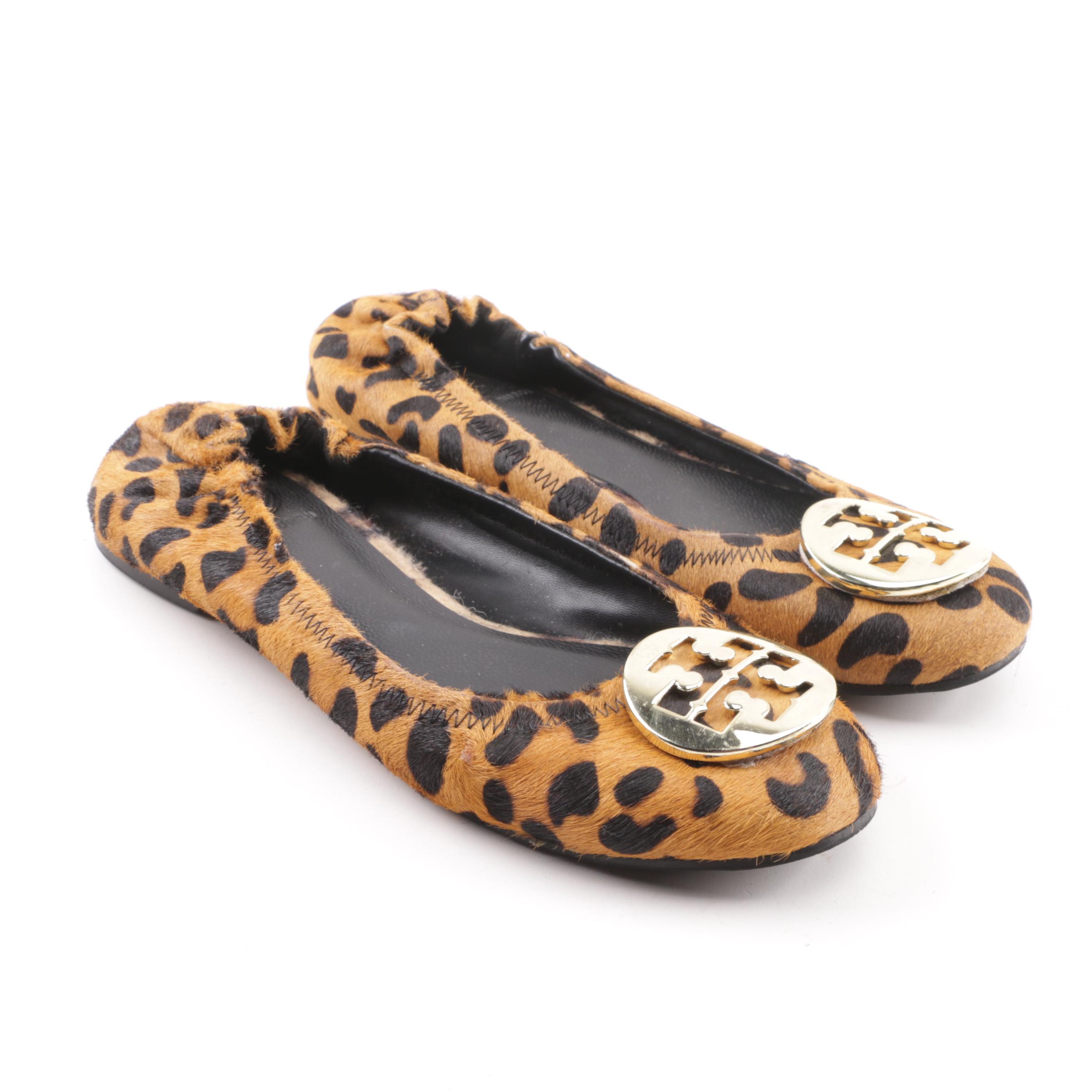 Tory Burch Leopard Print Calf Hair Ballet Flats