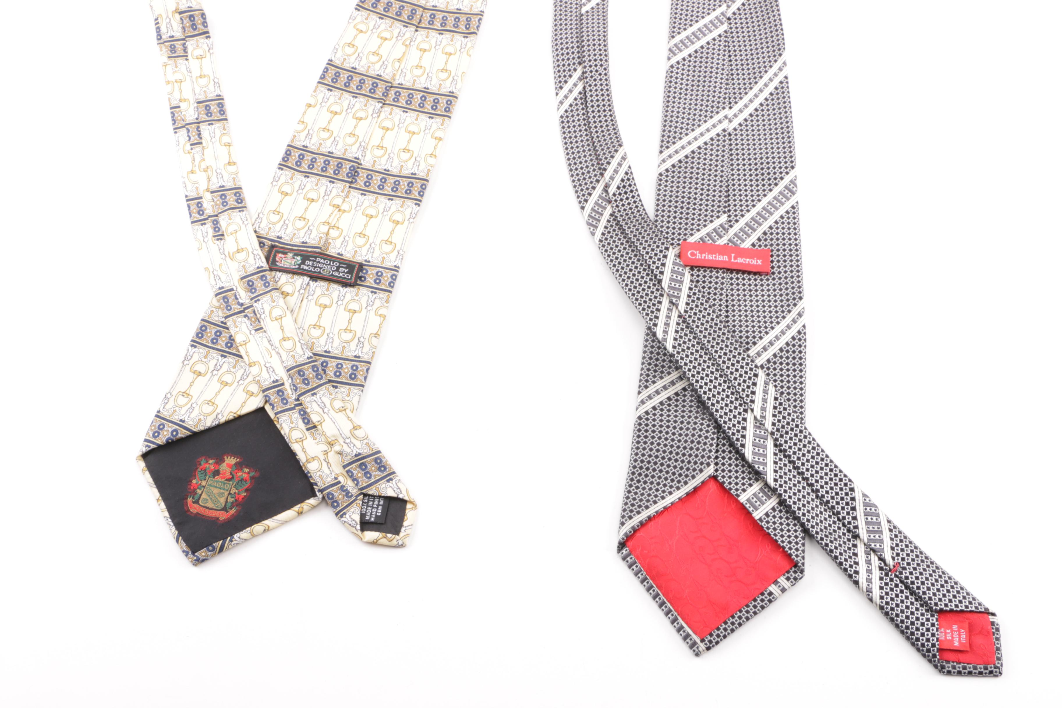Valentino, Christian Lacroix and Paolo Gucci Silk Neckties
