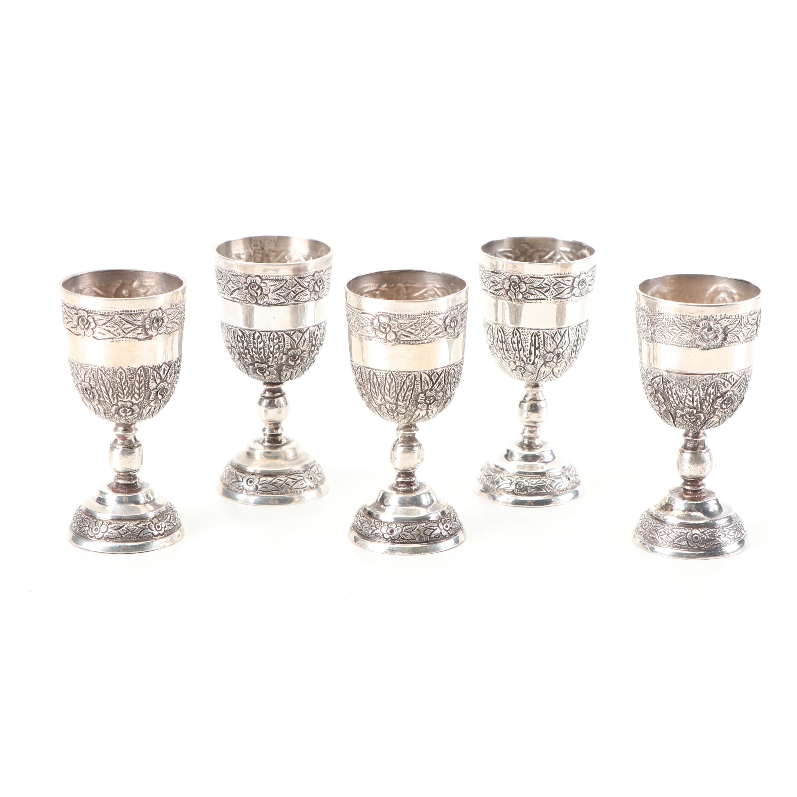 Vintage Sanborns "Aztec Rose" Mexican Sterling Silver Cordial Set