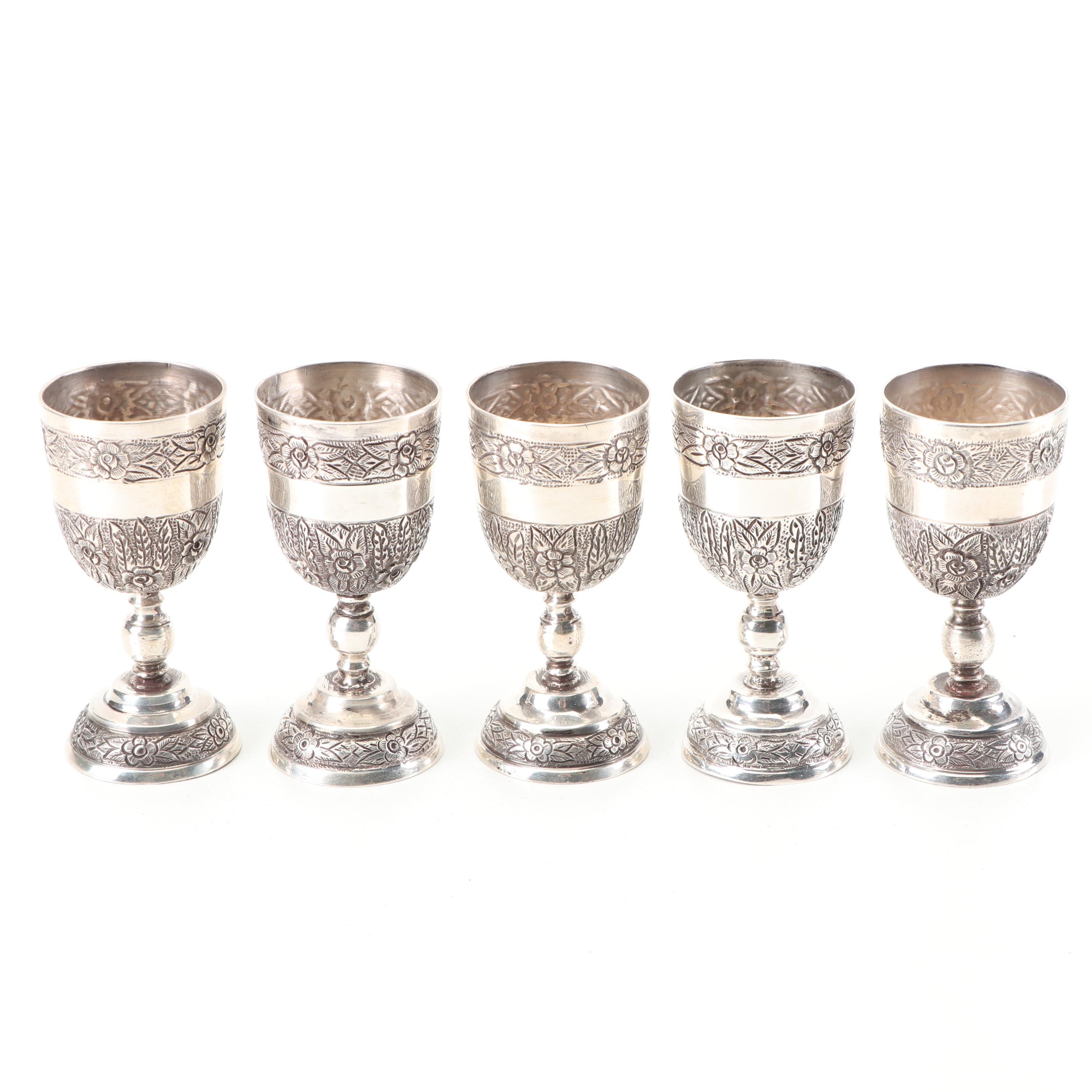 Vintage Sanborns "Aztec Rose" Mexican Sterling Silver Cordial Set