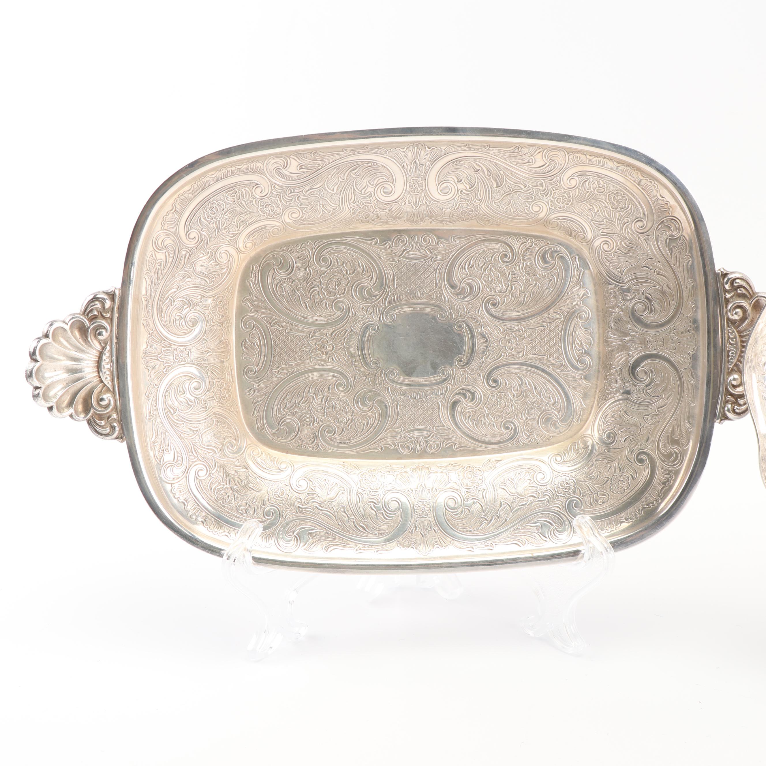 English Silver Plate Trays and Serving Bowl featuring Barker Ellis Silver Co.