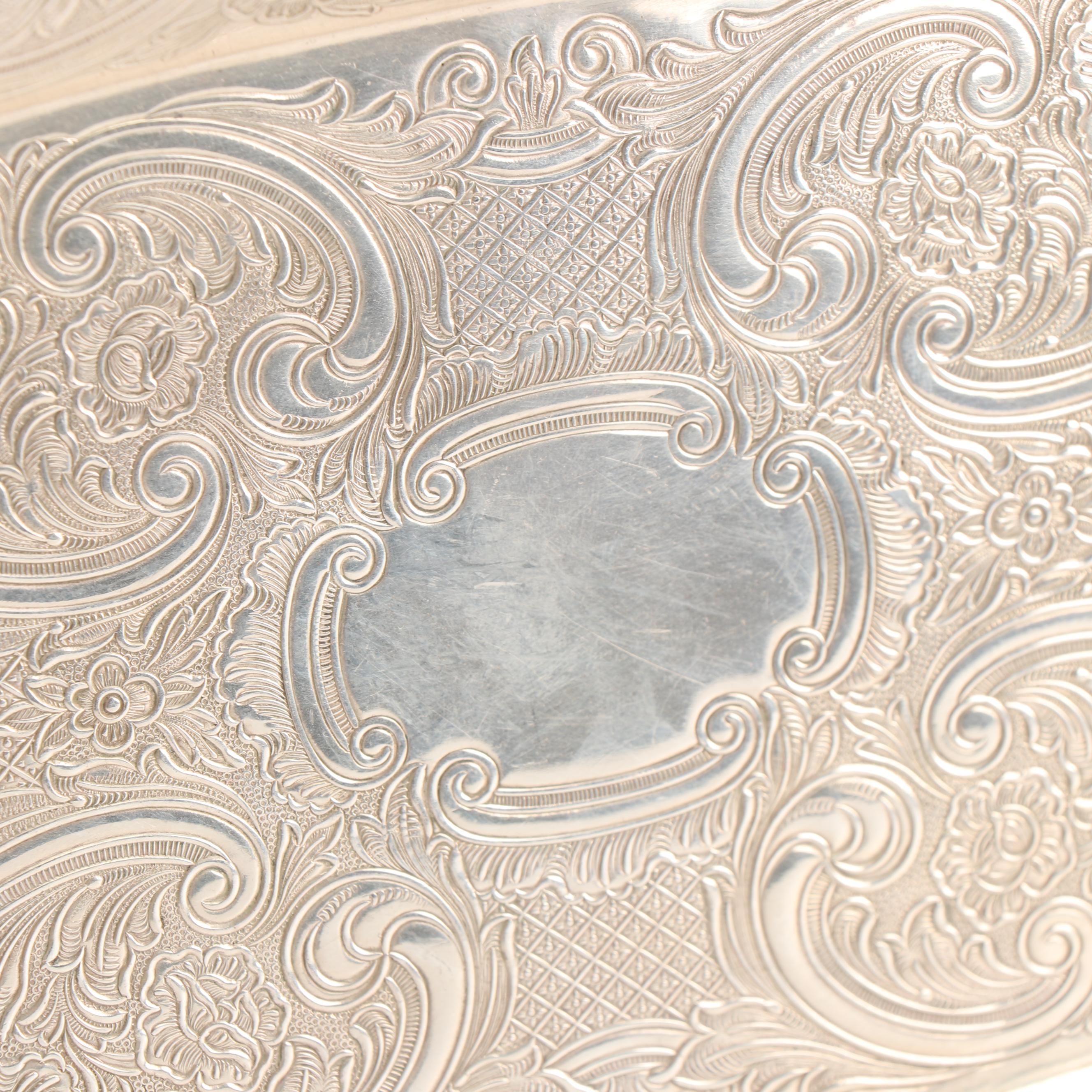 English Silver Plate Trays and Serving Bowl featuring Barker Ellis Silver Co.