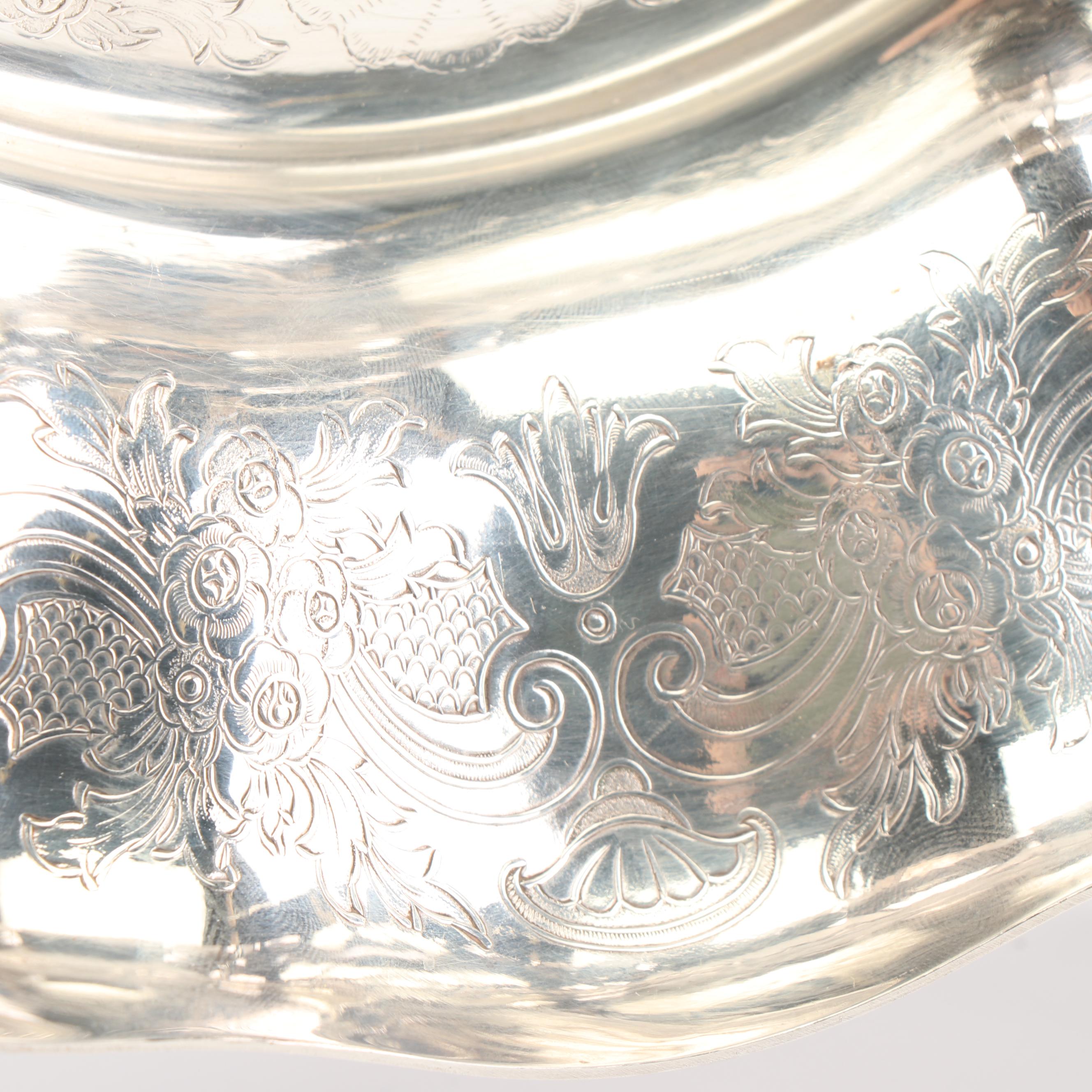 English Silver Plate Trays and Serving Bowl featuring Barker Ellis Silver Co.