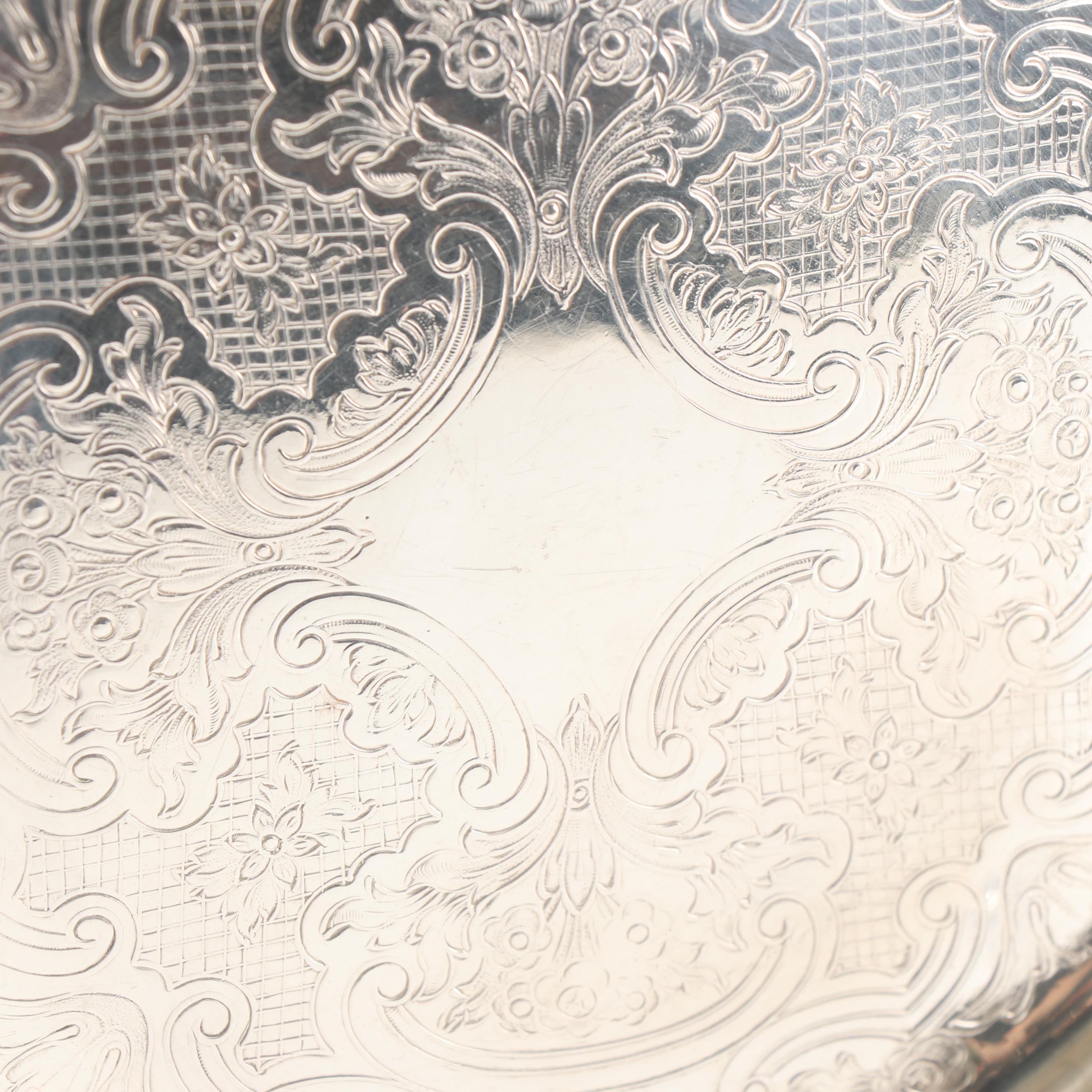 English Silver Plate Trays and Serving Bowl featuring Barker Ellis Silver Co.