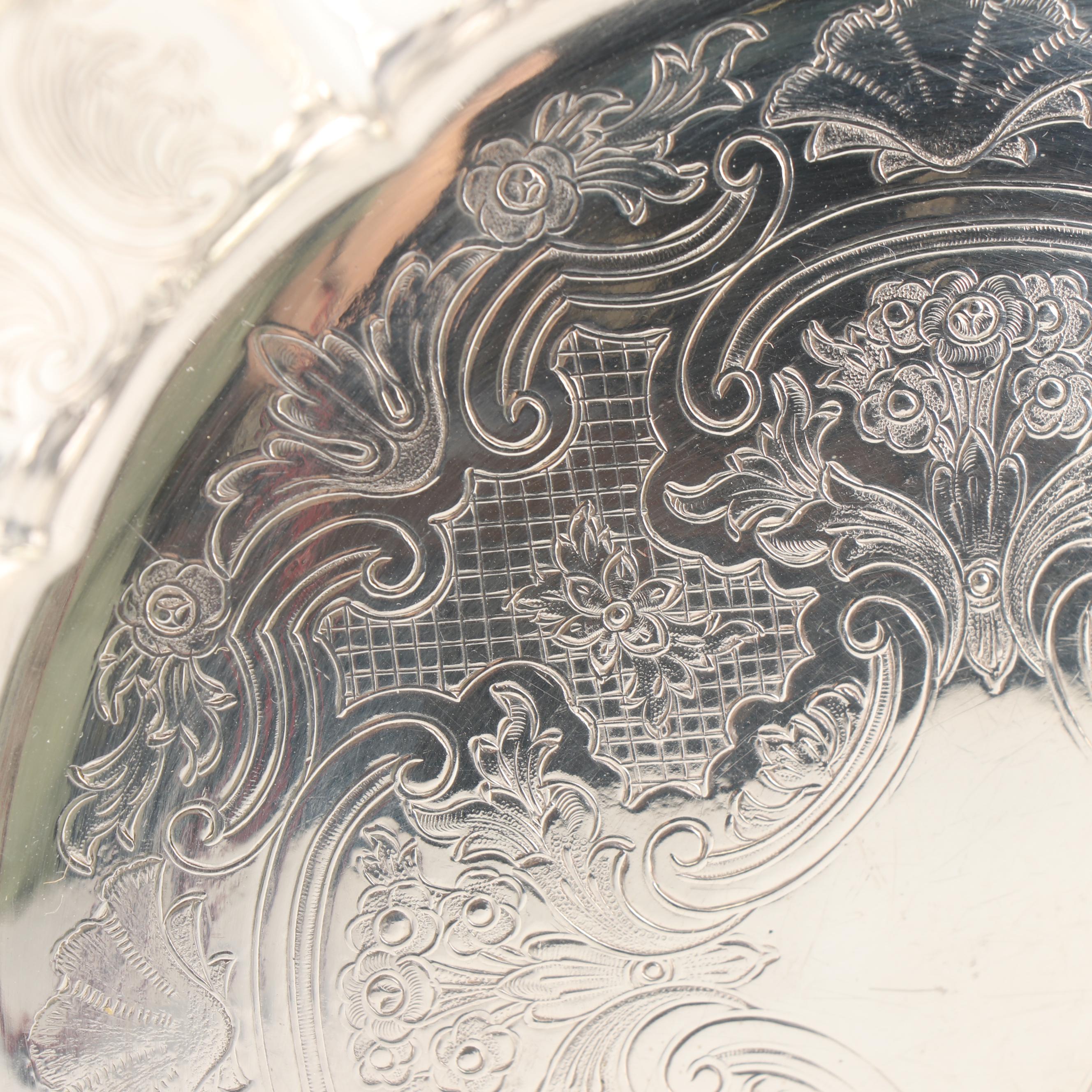 English Silver Plate Trays and Serving Bowl featuring Barker Ellis Silver Co.