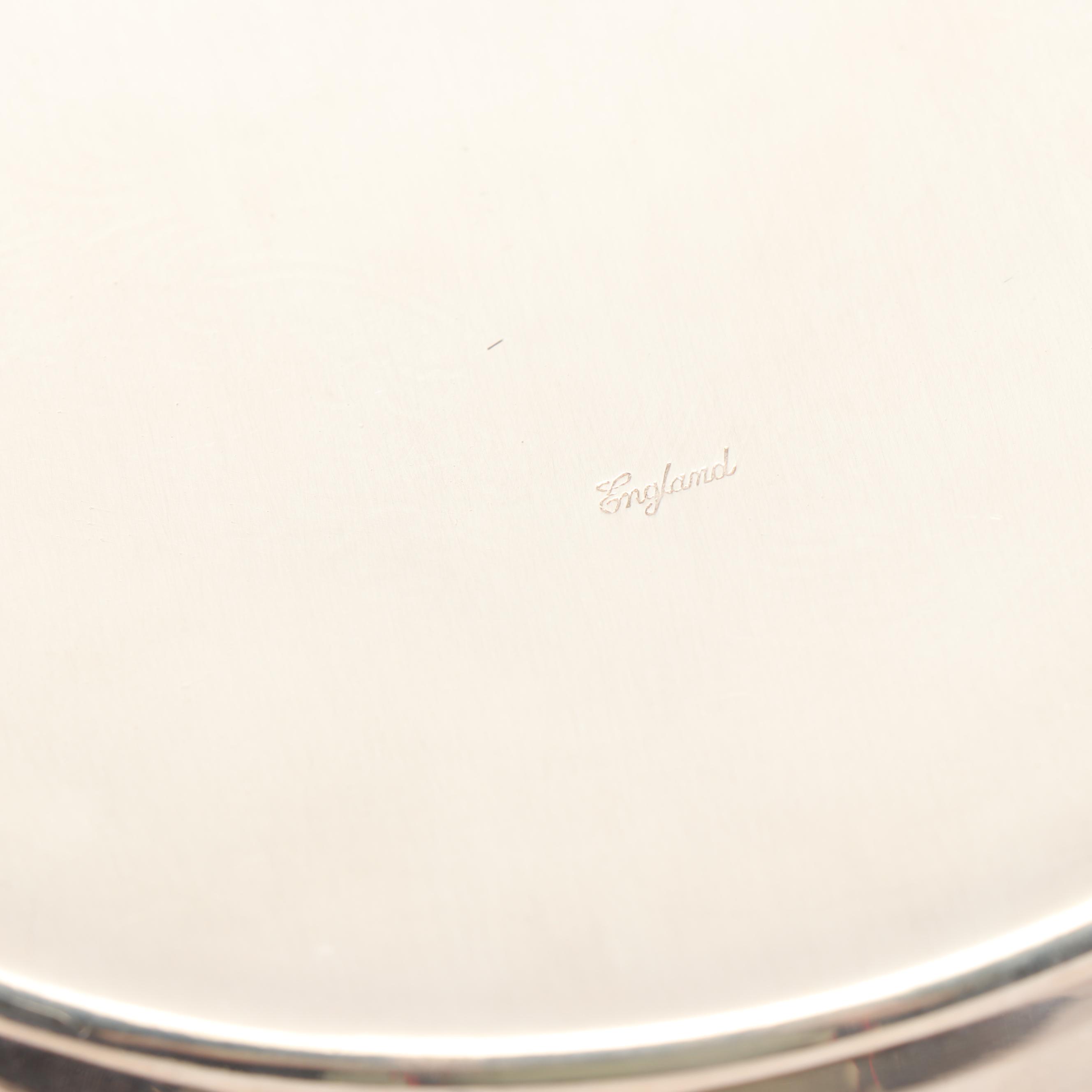 English Silver Plate Trays and Serving Bowl featuring Barker Ellis Silver Co.