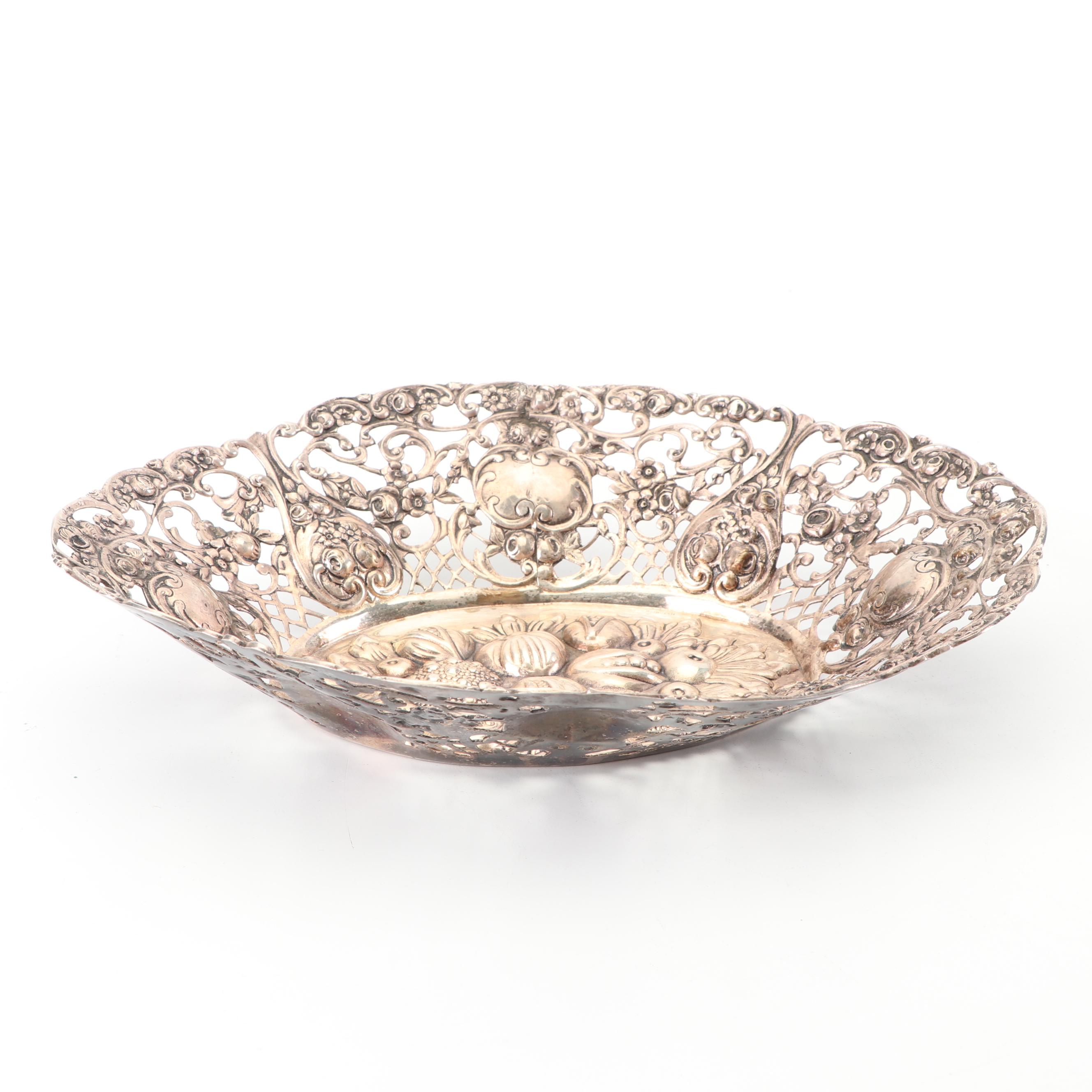 Hazorfim Israeli Sterling Silver Repoussé Openwork Bon Bon Dish