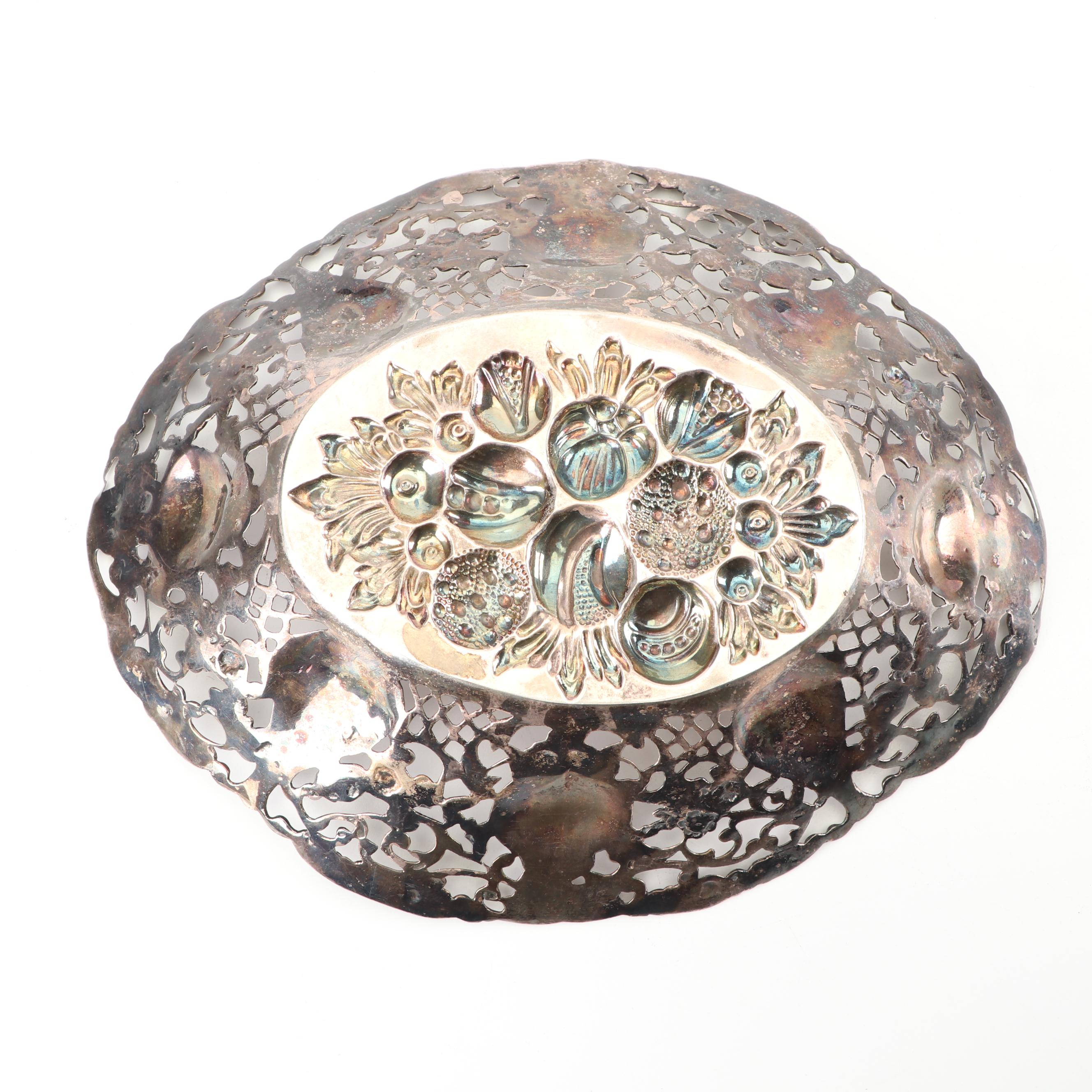 Hazorfim Israeli Sterling Silver Repoussé Openwork Bon Bon Dish