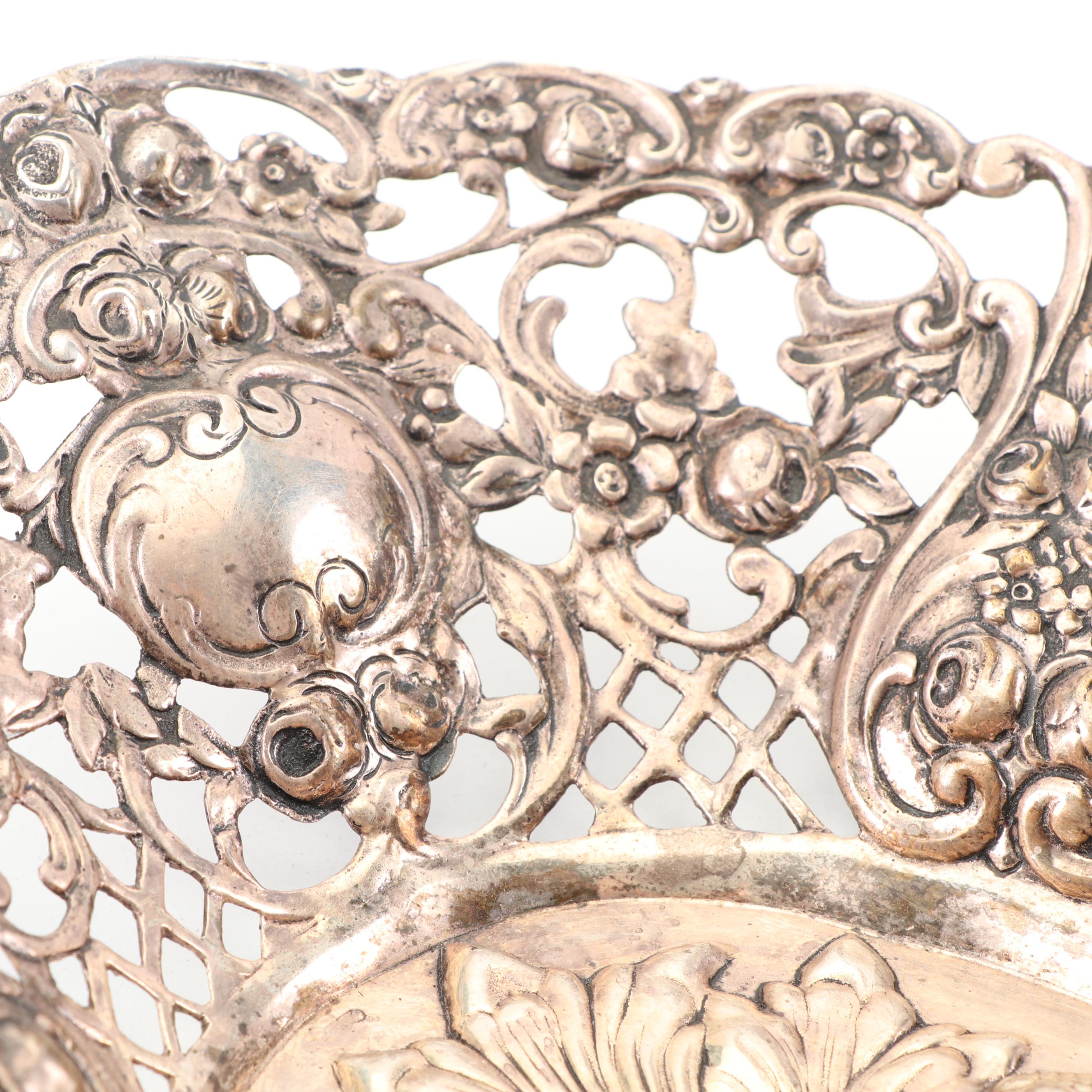 Hazorfim Israeli Sterling Silver Repoussé Openwork Bon Bon Dish