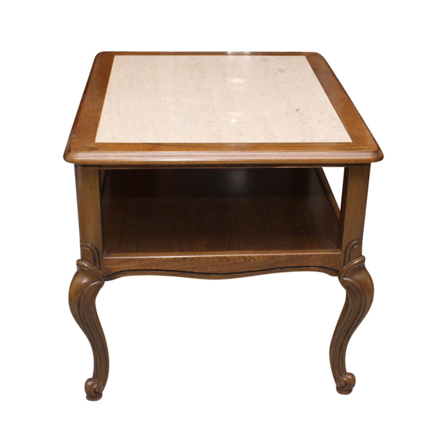 Queen Anne Style Stone Top Side Table