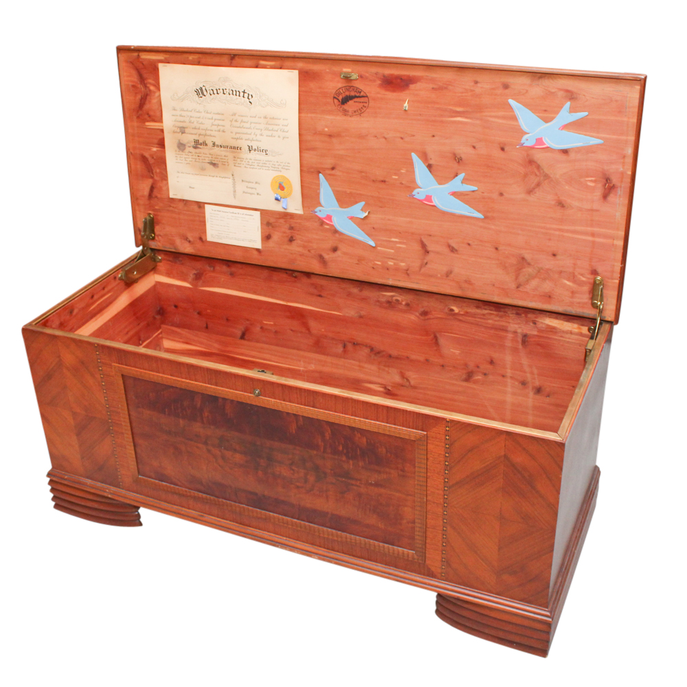 Vintage Art Deco Style "Bluebird" Cedar Chest by Dillingham