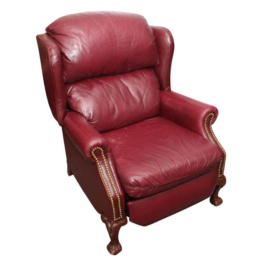 Chippendale Style Red Faux Leather Recliner