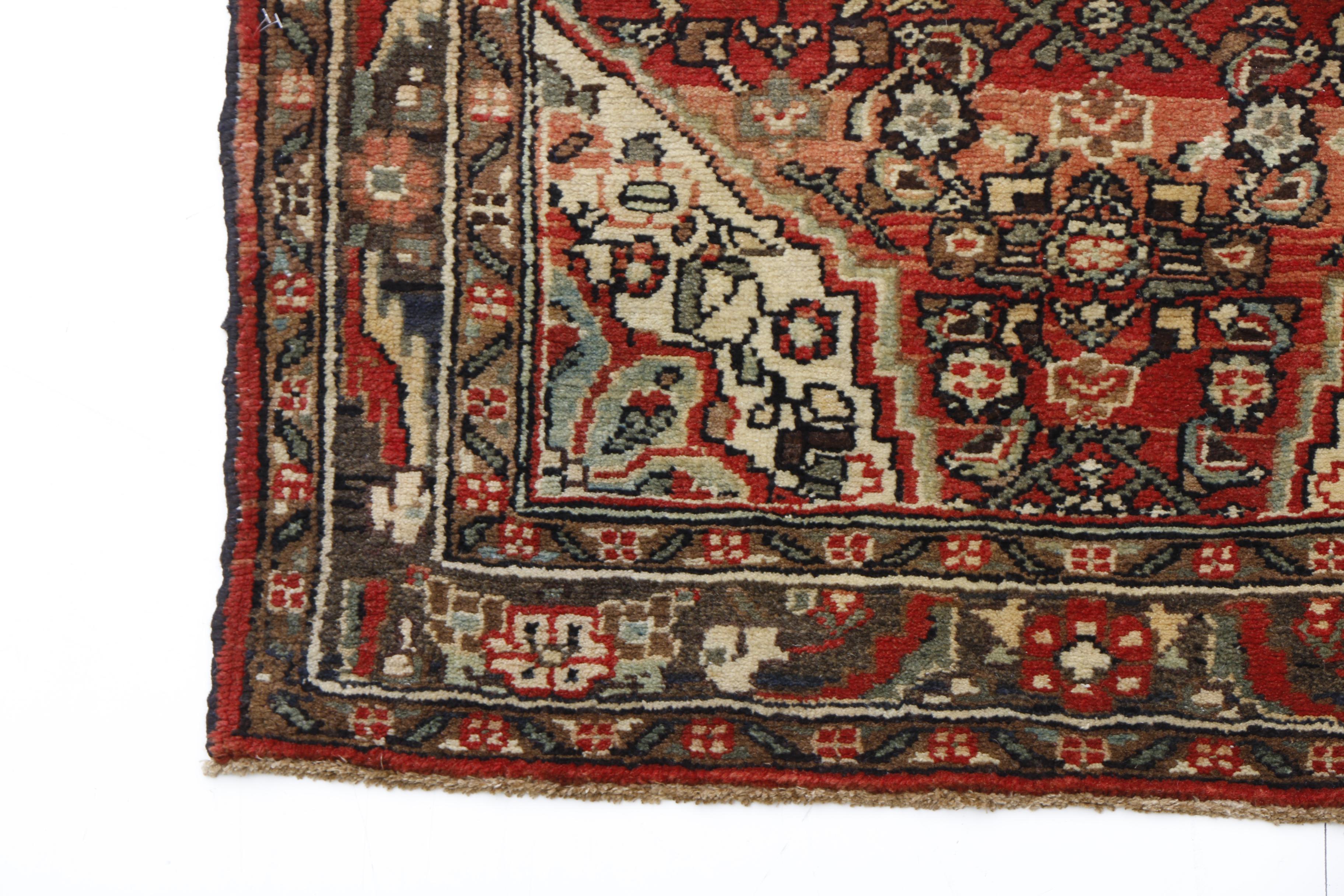 Hand-Knotted Persian Malayer Wool Carpet Runner