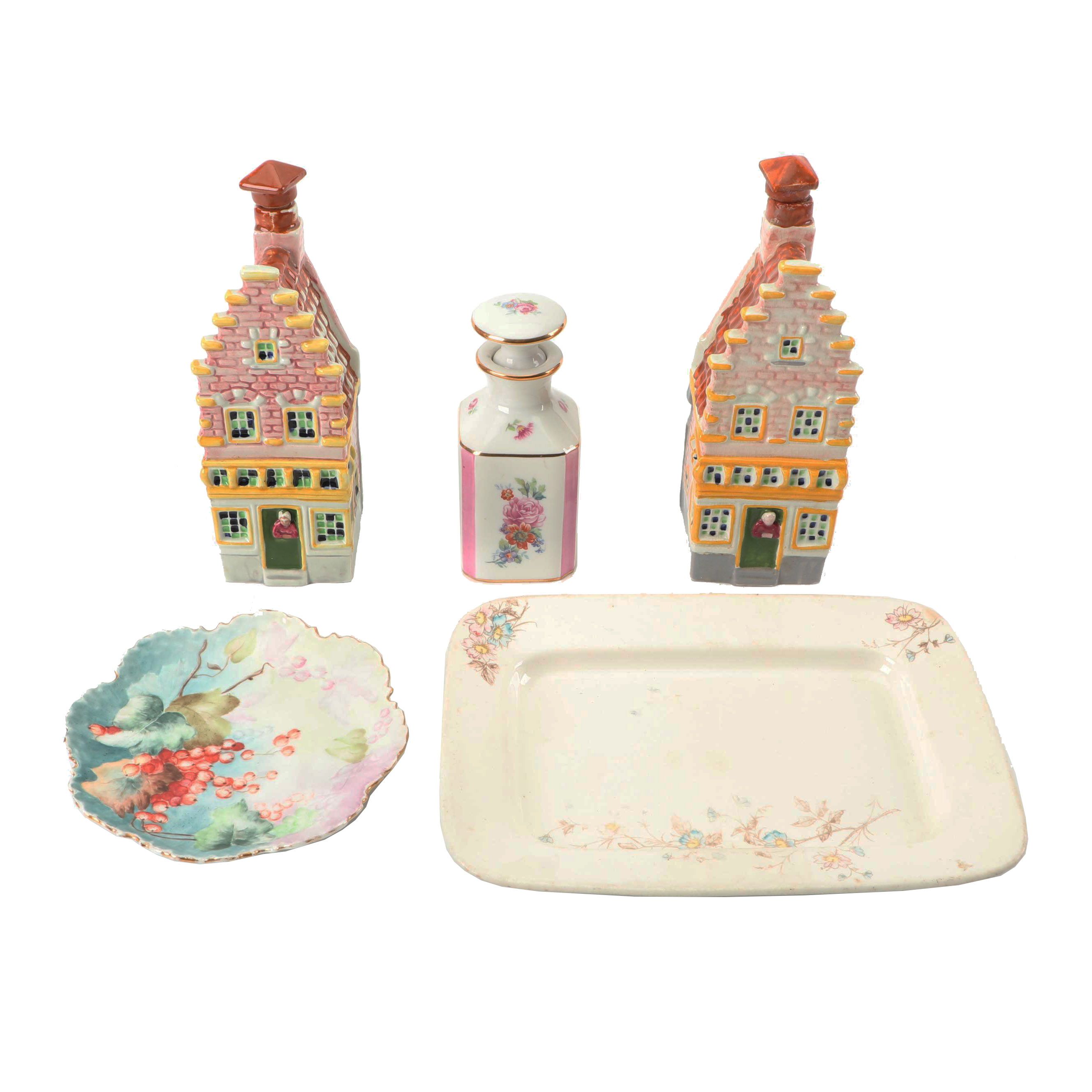 Royal Goedewaagen House Bottles, Limoges Perfume Bottle, And Hand-Painted Plates