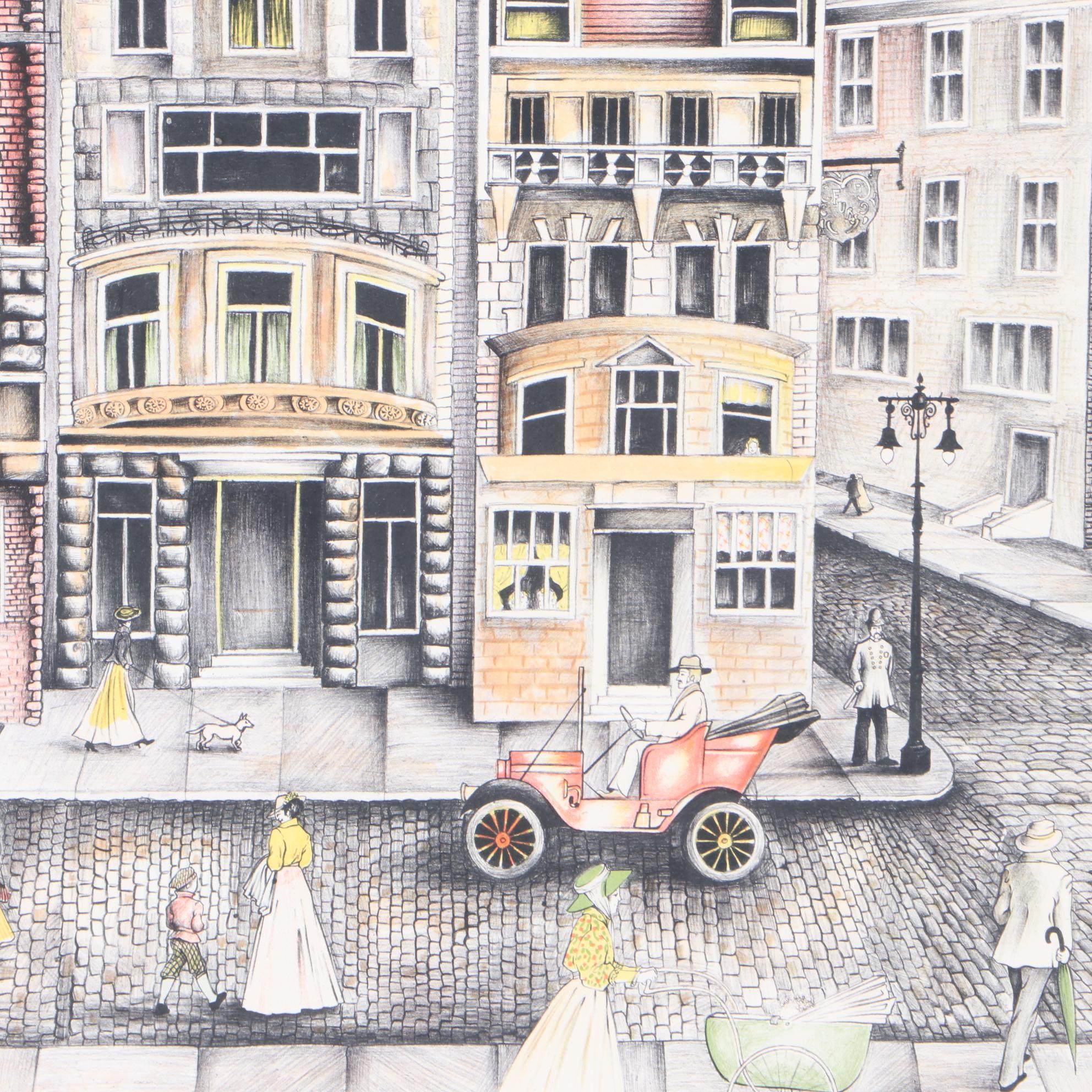 Polly Chase Limited Edition Lithograph Street Scene