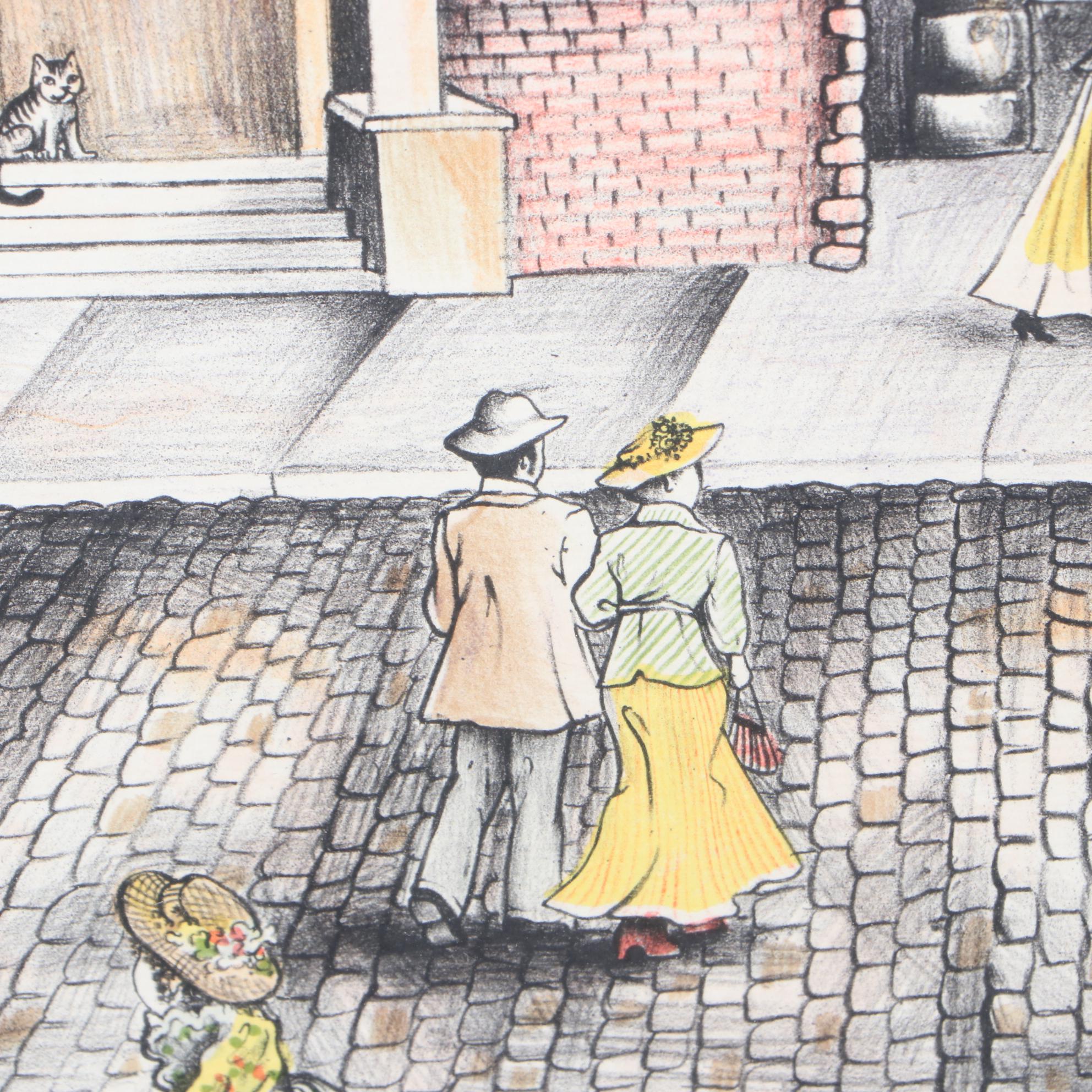 Polly Chase Limited Edition Lithograph Street Scene