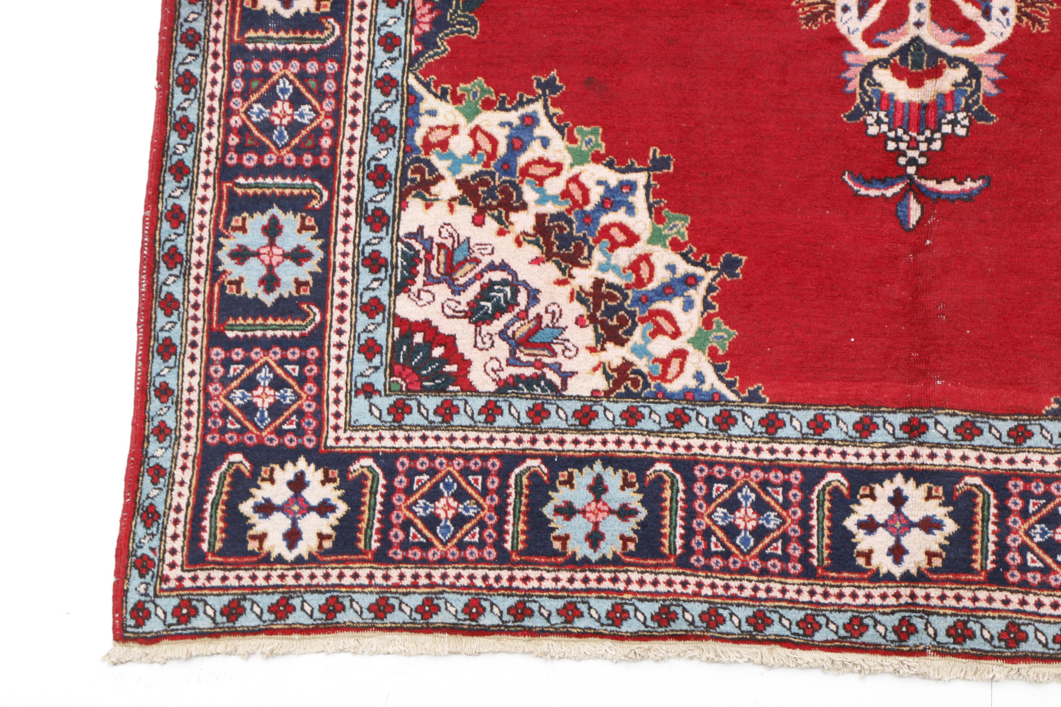 Hand-Knotted Persian Tabriz Wool Area Rug