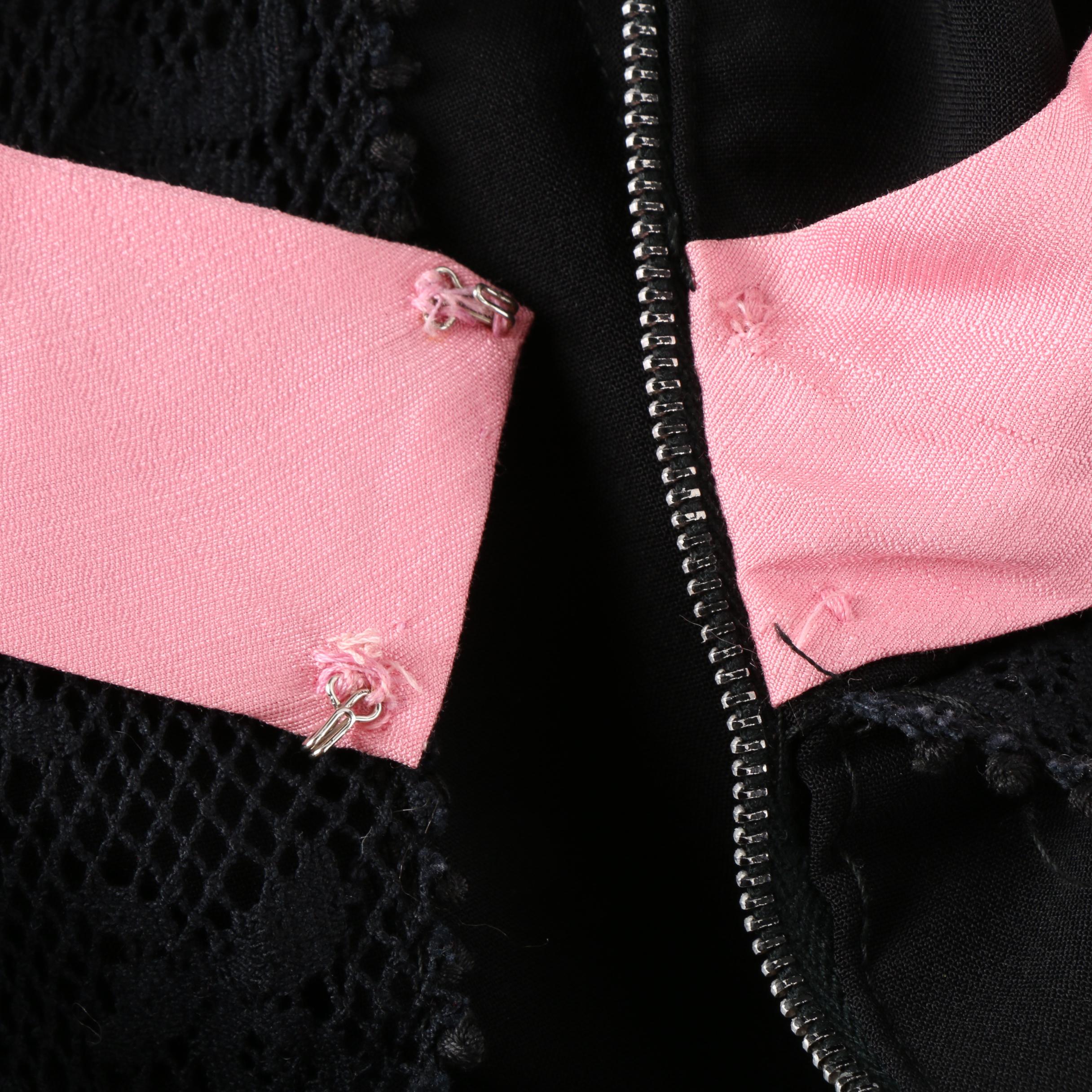 Vintage Ann Barry Jr. Black Cocktail Dress with Pink Accents