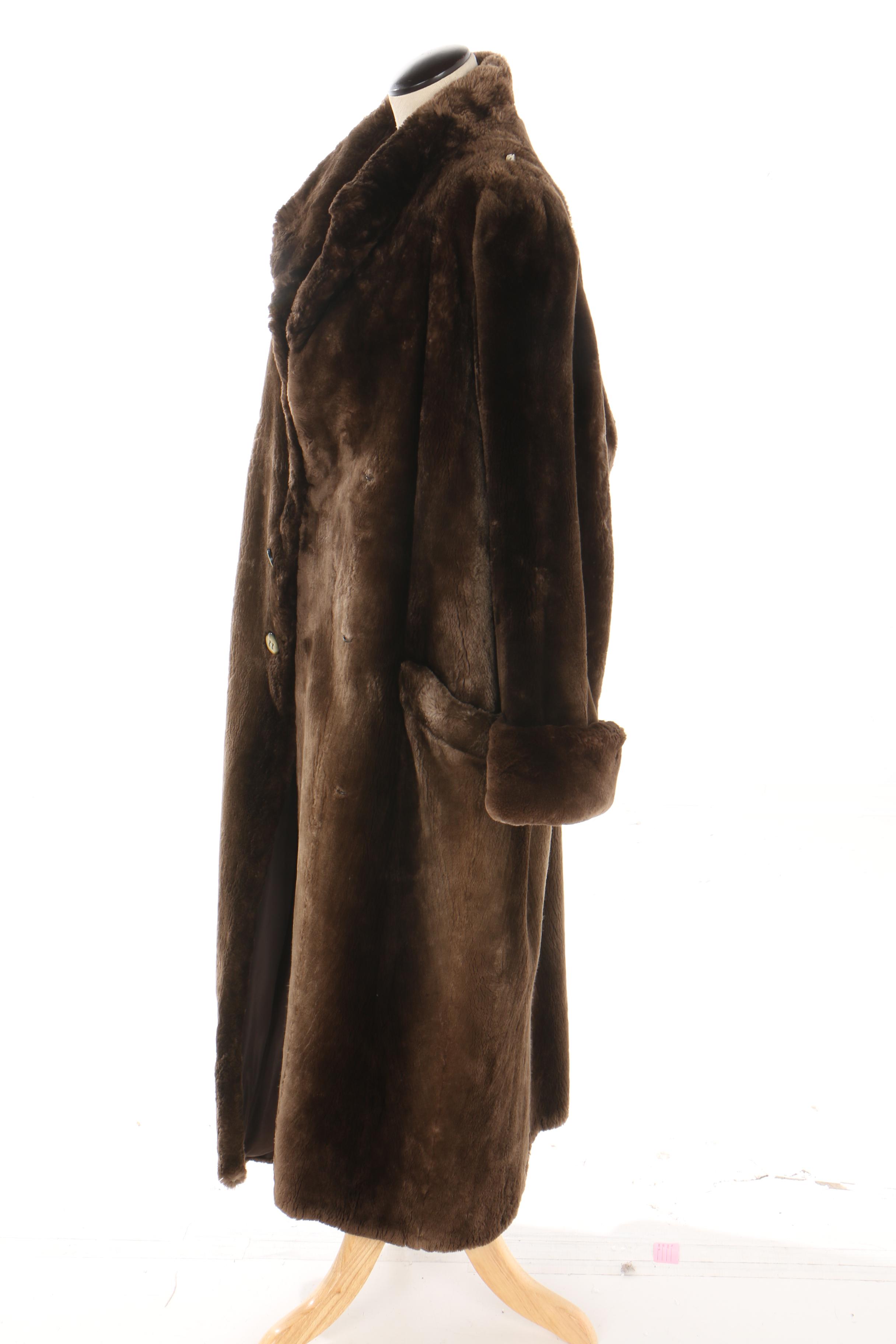 Women's Vintage Revillon Sheared Beaver Fur Double-Breasted Coat