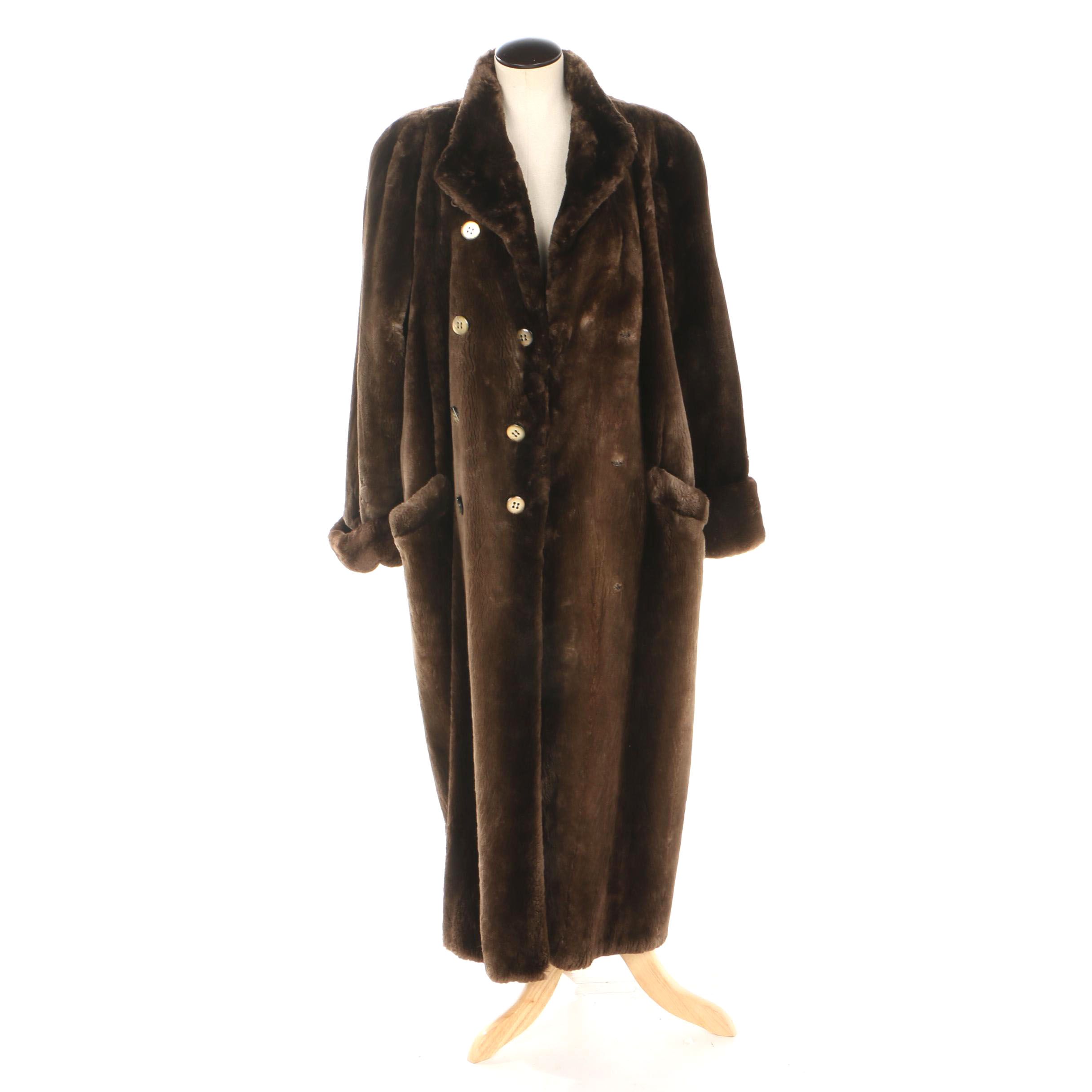 Women's Vintage Revillon Sheared Beaver Fur Double-Breasted Coat