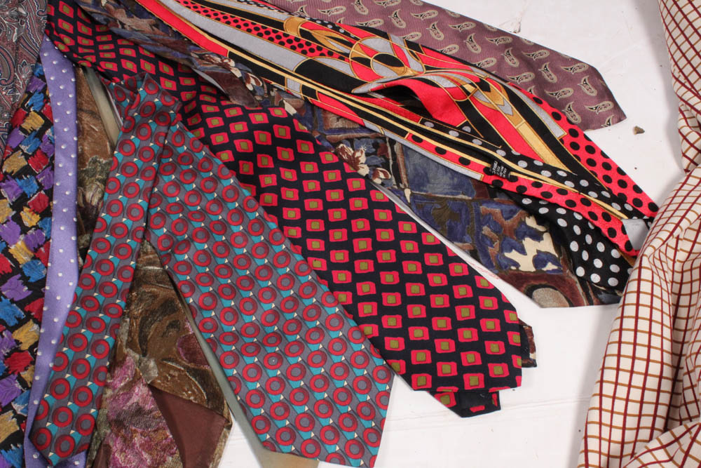 Men's Prada Plaid Slacks and Over Fifty Designer Neckties