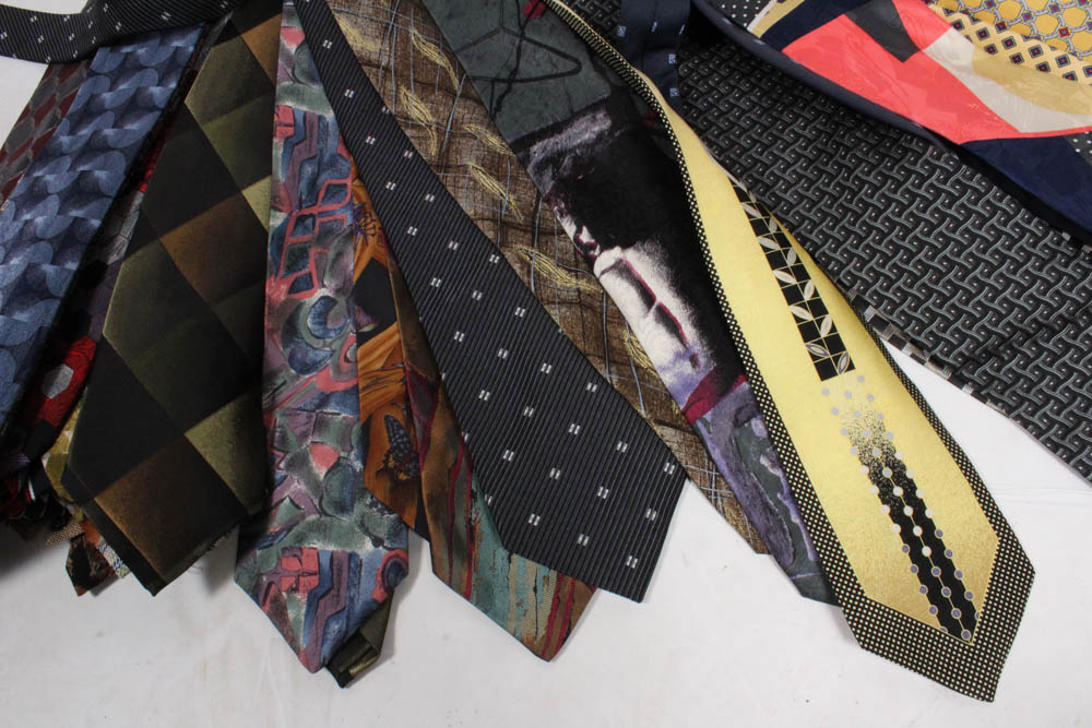 Men's Prada Plaid Slacks and Over Fifty Designer Neckties