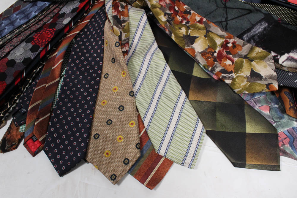 Men's Prada Plaid Slacks and Over Fifty Designer Neckties