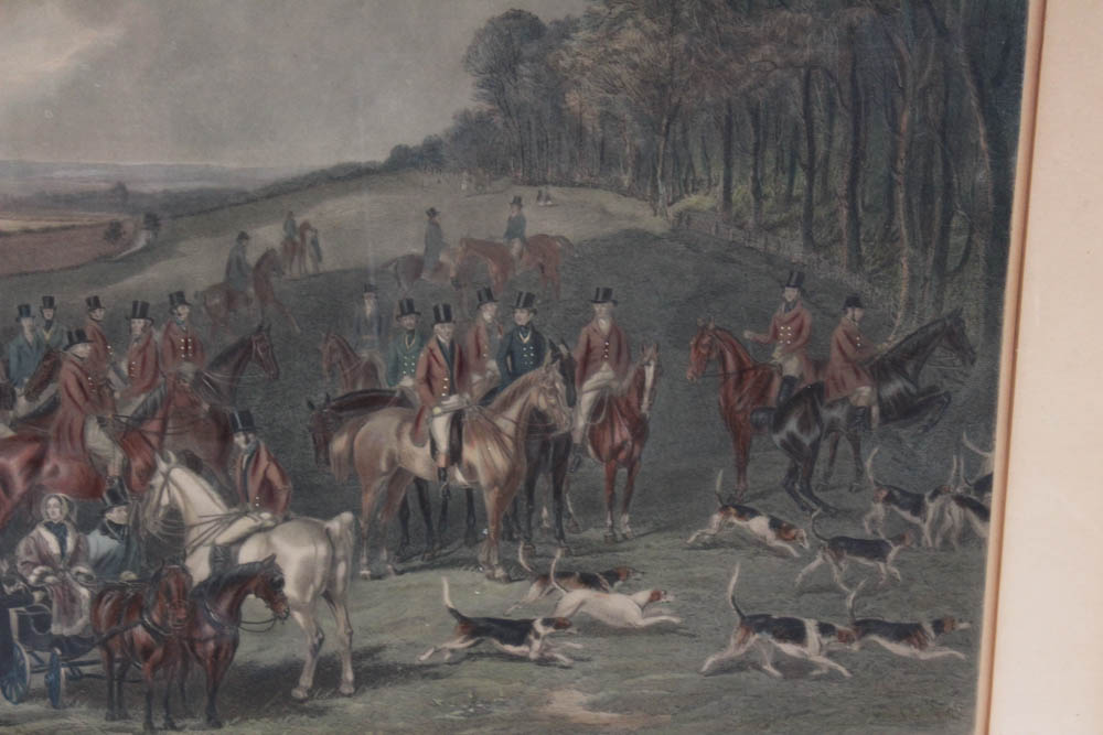 W. H. Simmons Hand-Colored Engraving "The Meet of the Vine Hounds"