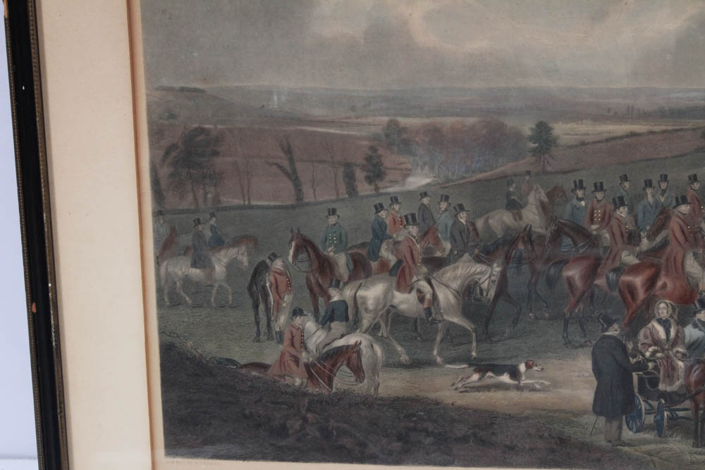 W. H. Simmons Hand-Colored Engraving "The Meet of the Vine Hounds"