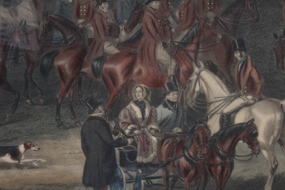 W. H. Simmons Hand-Colored Engraving "The Meet of the Vine Hounds"
