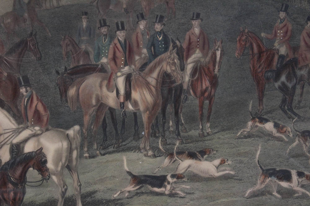 W. H. Simmons Hand-Colored Engraving "The Meet of the Vine Hounds"