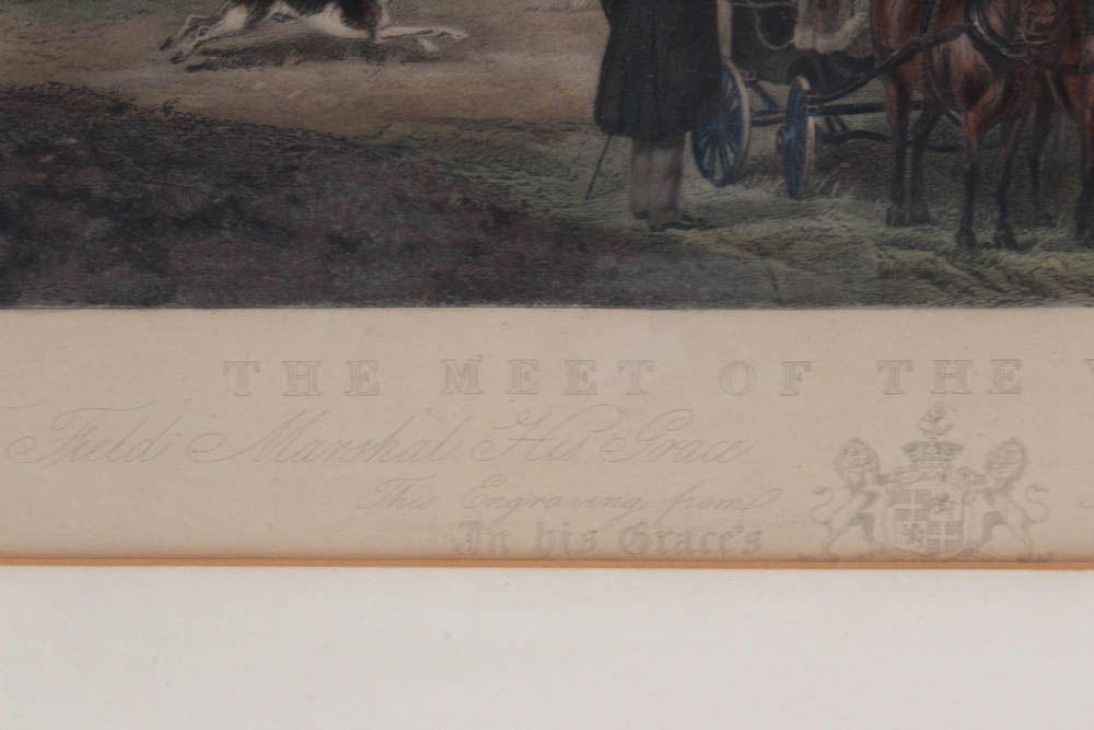W. H. Simmons Hand-Colored Engraving "The Meet of the Vine Hounds"
