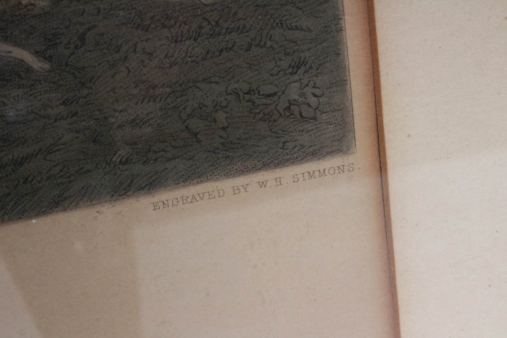 W. H. Simmons Hand-Colored Engraving "The Meet of the Vine Hounds"