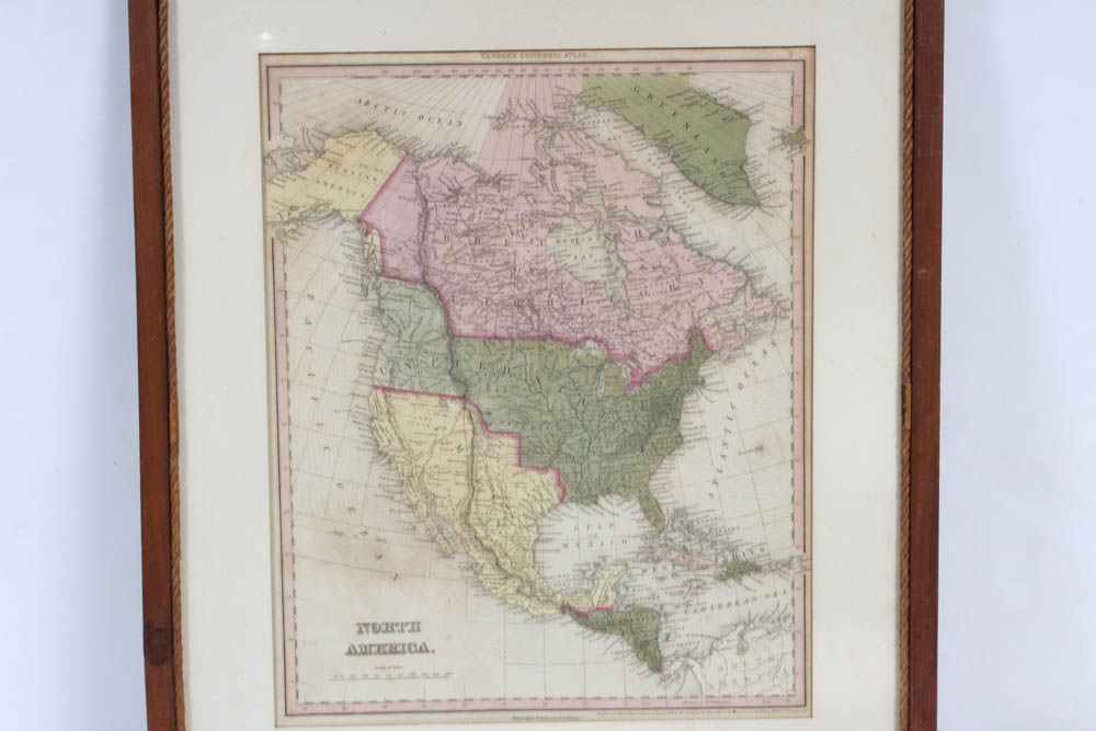 1836 H. S. Tanner Hand-Colored Map of North America