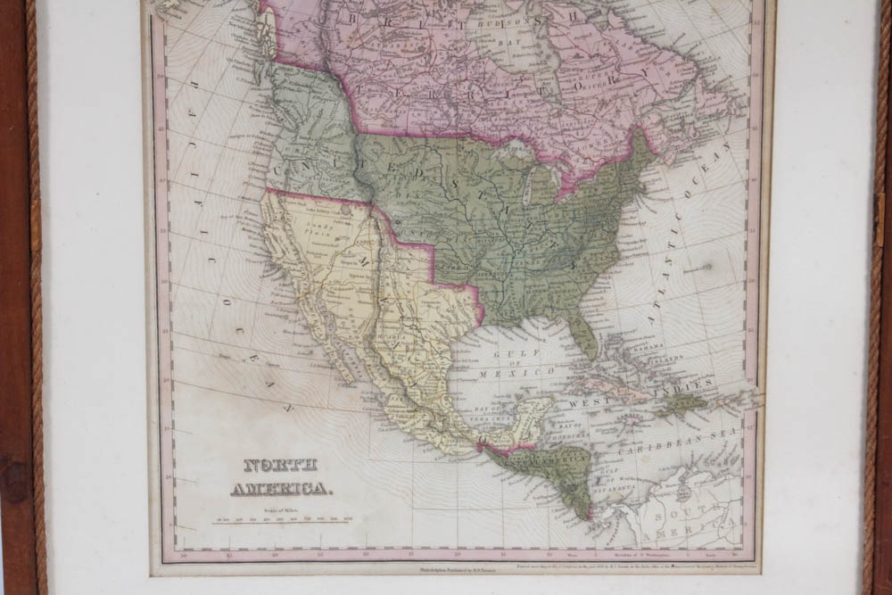 1836 H. S. Tanner Hand-Colored Map of North America
