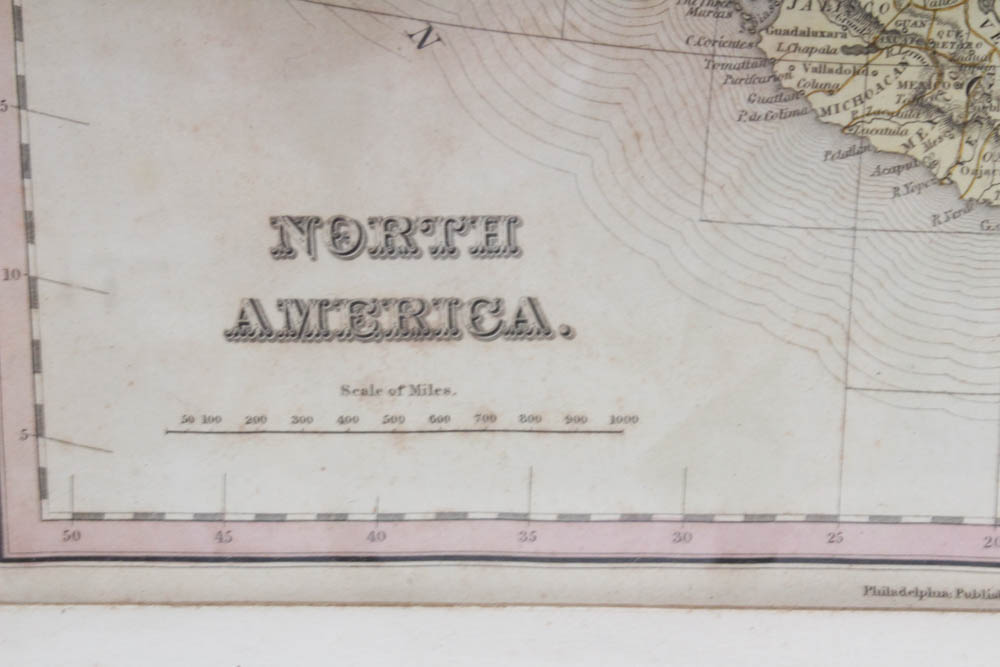 1836 H. S. Tanner Hand-Colored Map of North America