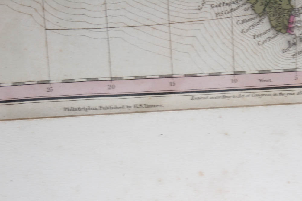 1836 H. S. Tanner Hand-Colored Map of North America