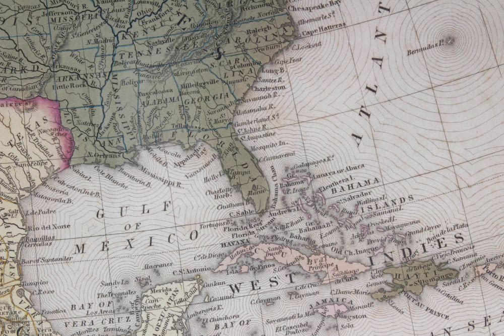 1836 H. S. Tanner Hand-Colored Map of North America