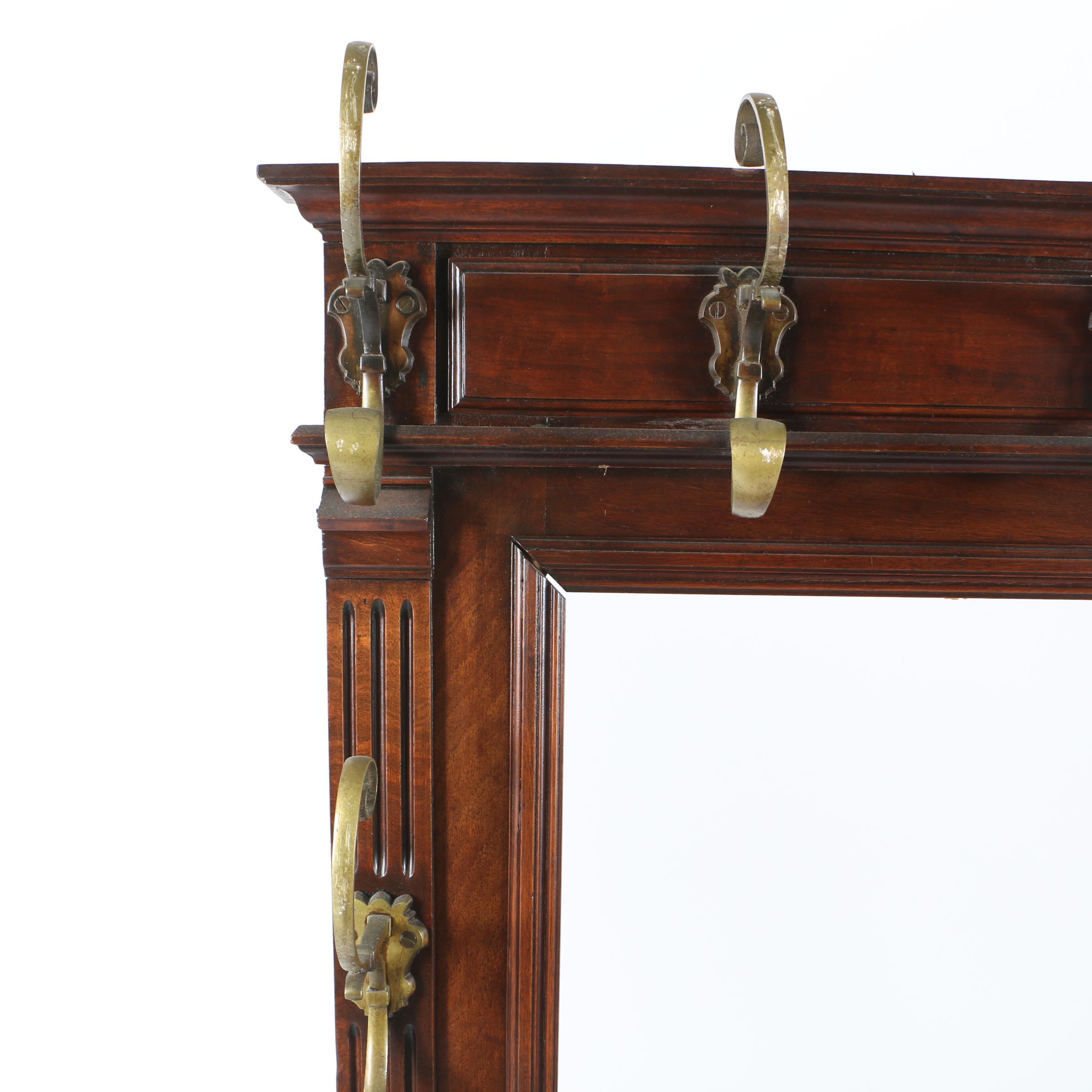 Hall Tree with Brass Hooks and Hardware