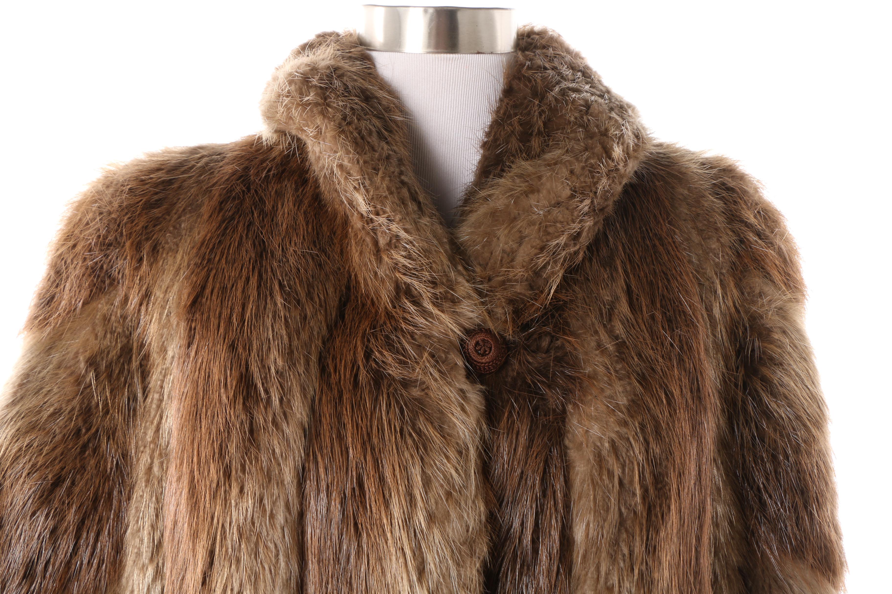 Women's Vintage The Evans Collection Brown Beaver Fur Coat