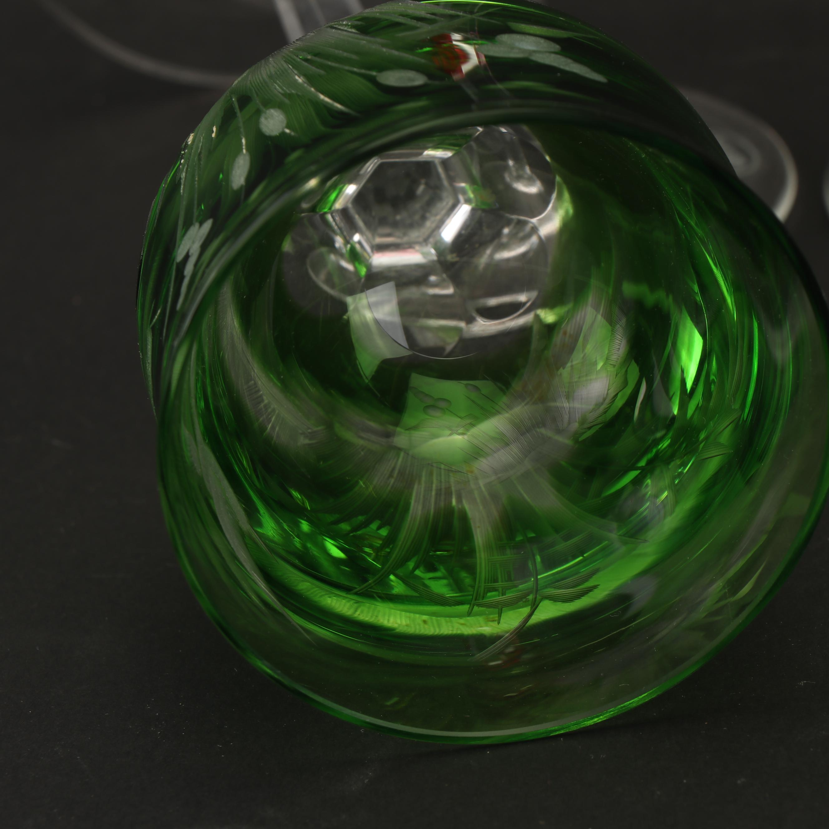 Moser "Birds of the Wild" Cased Cut to Clear Crystal Wine Hocks