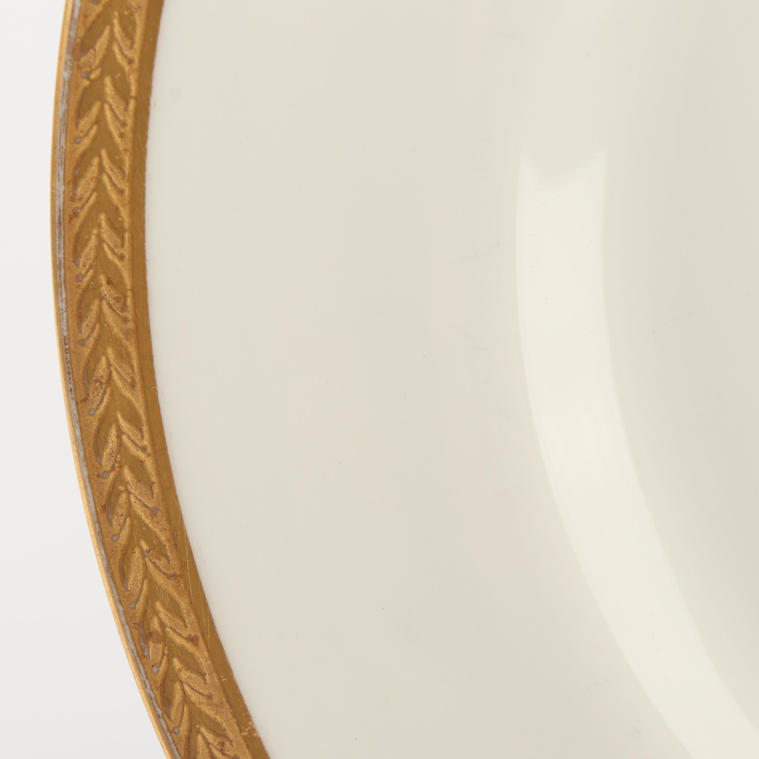 Vintage Ceramic Swan Planter with Monogramed Limoges Plates