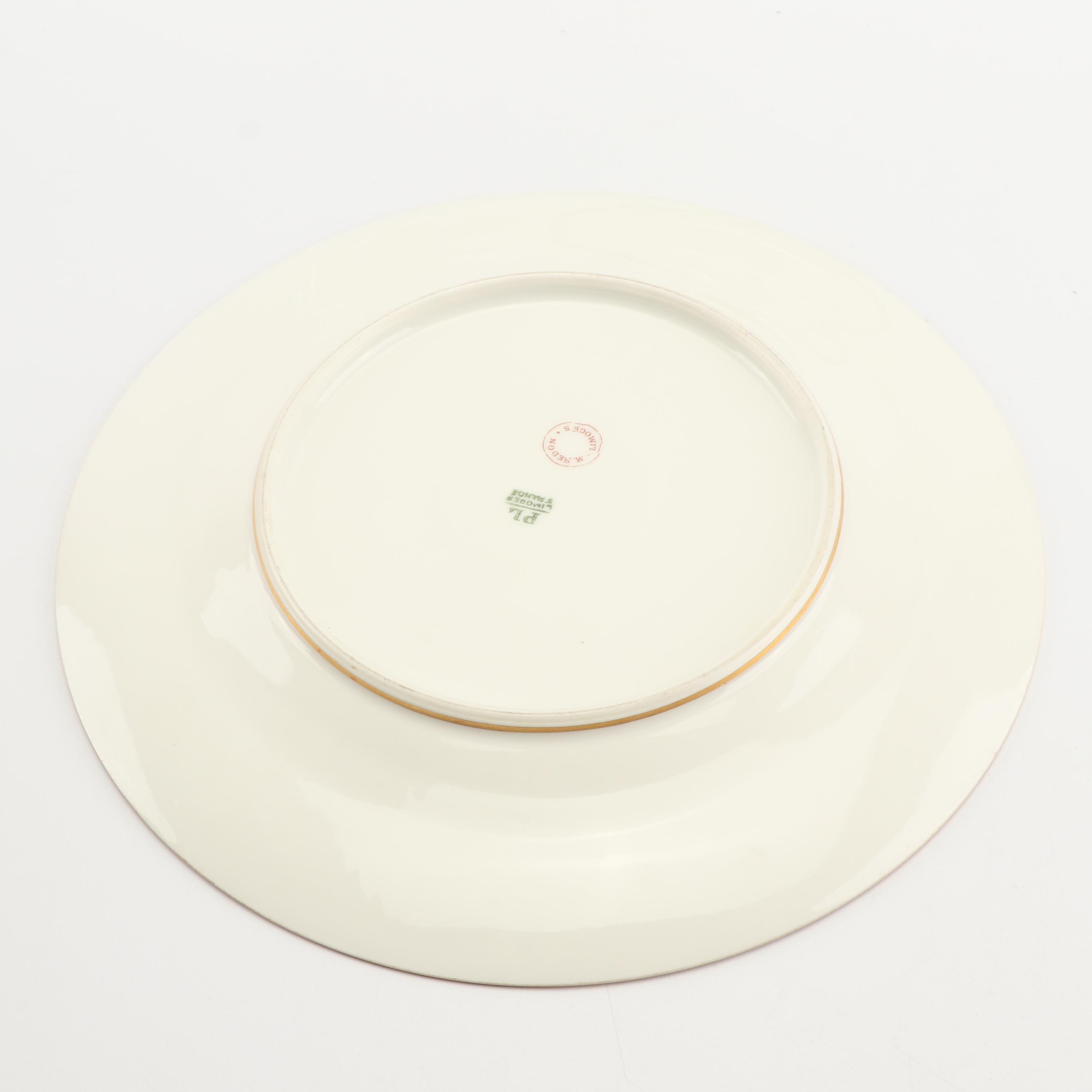 Vintage Ceramic Swan Planter with Monogramed Limoges Plates