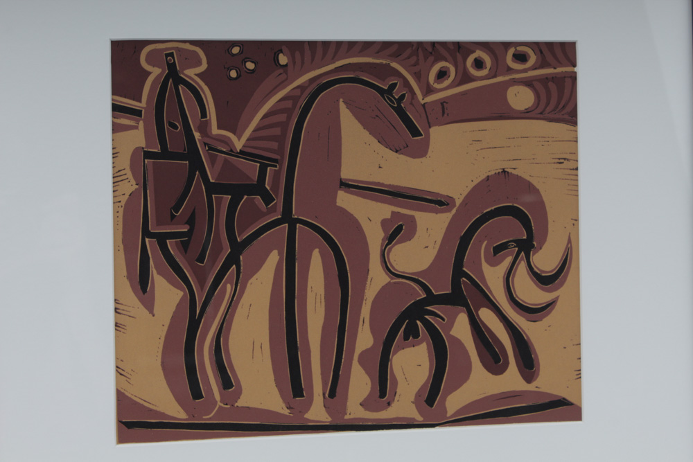 Pablo Picasso 1962 Linoleum Cut "Picador and Bull"