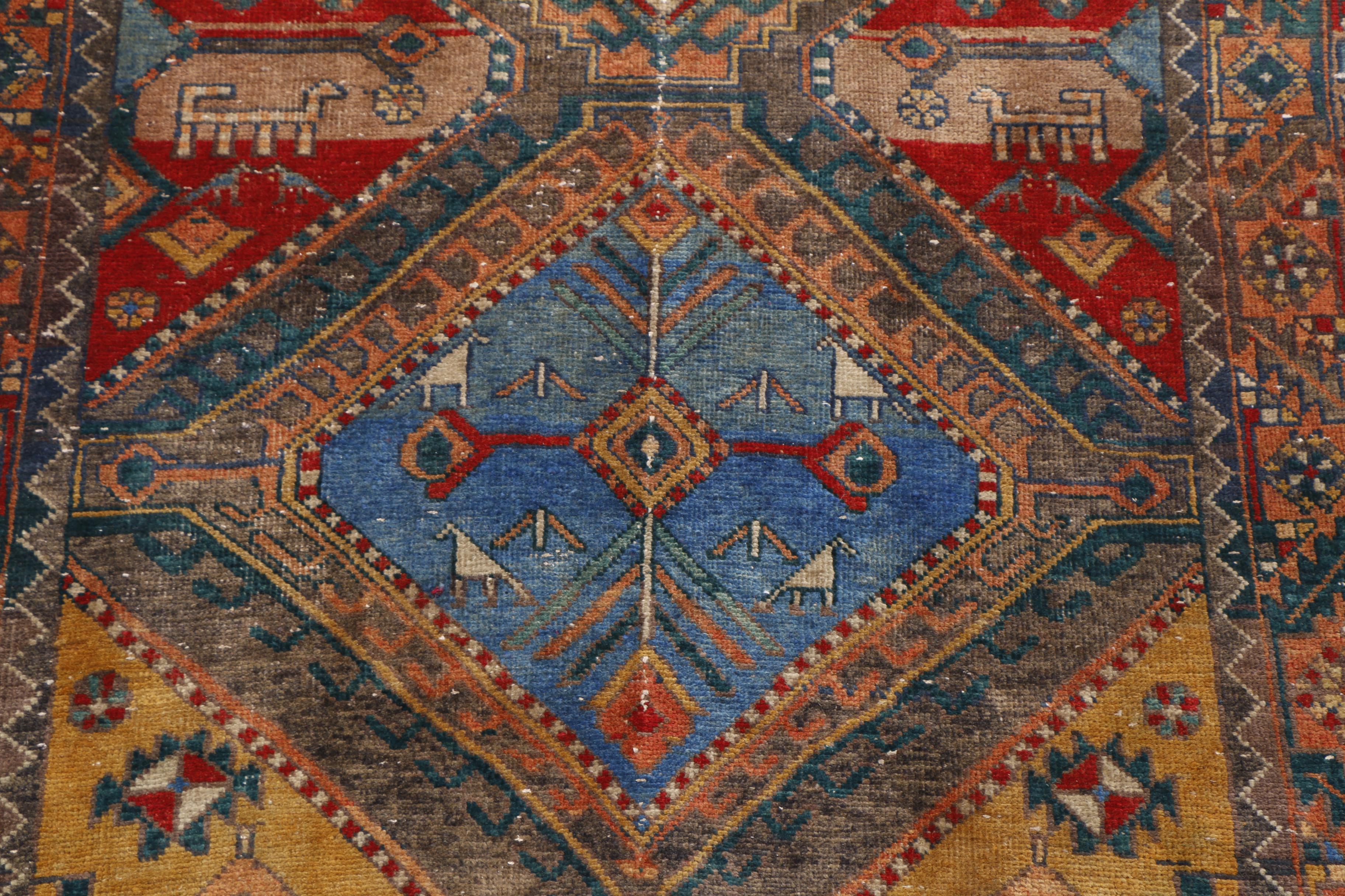 Hand-Knotted Persian Karaja Heriz Wool Carpet Runner