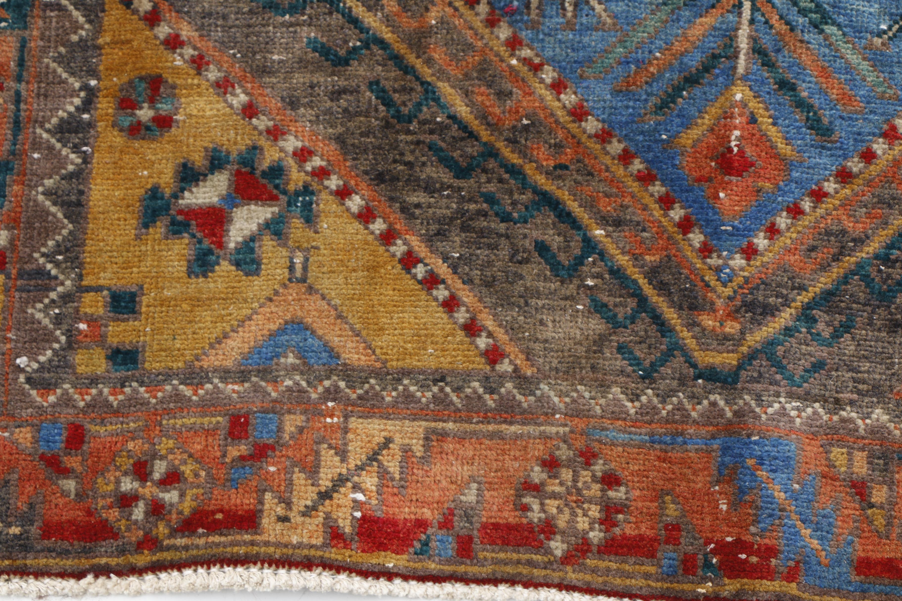 Hand-Knotted Persian Karaja Heriz Wool Carpet Runner