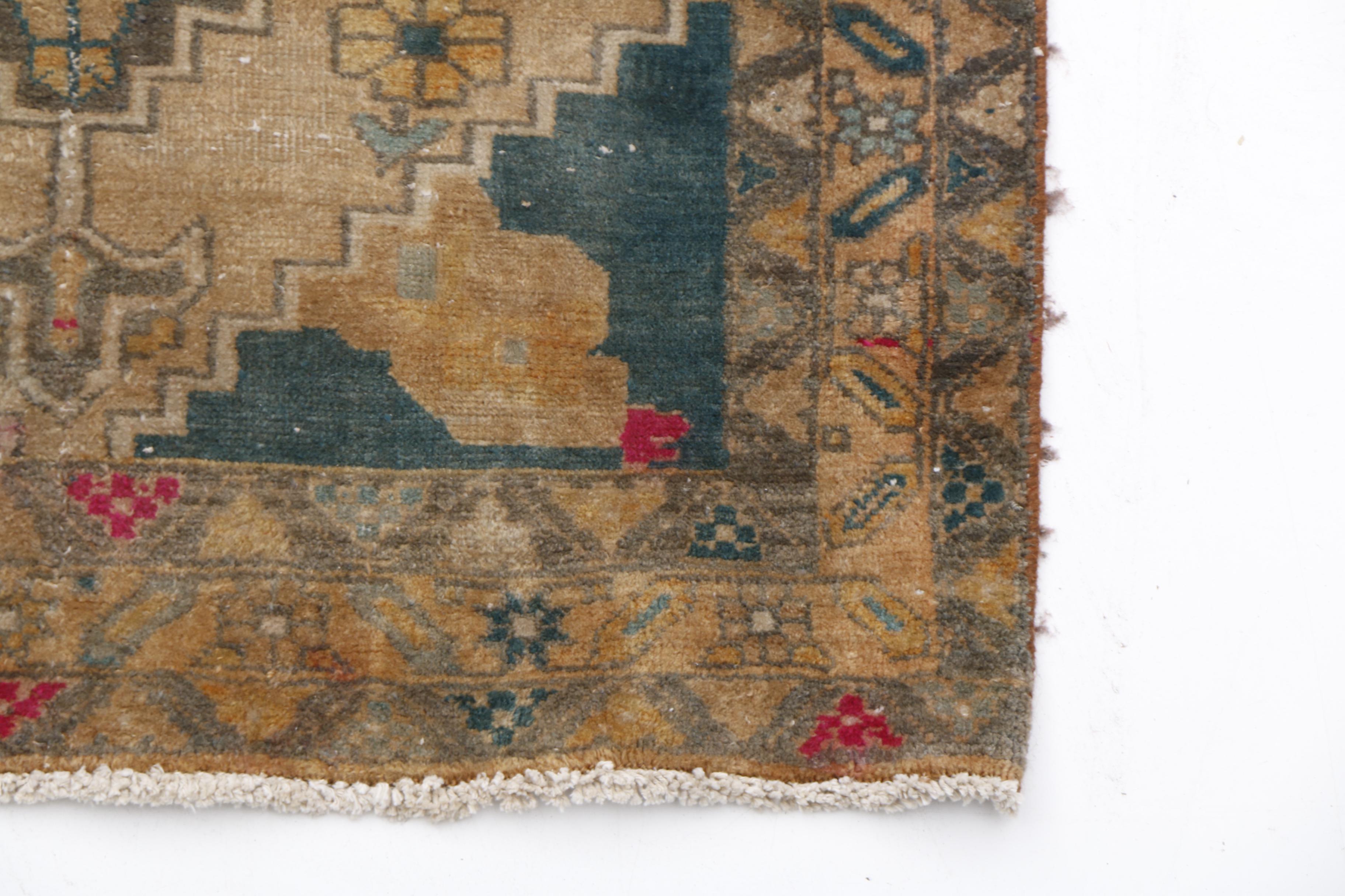 Hand-Knotted Persian Karaja Heriz Wool Carpet Runner